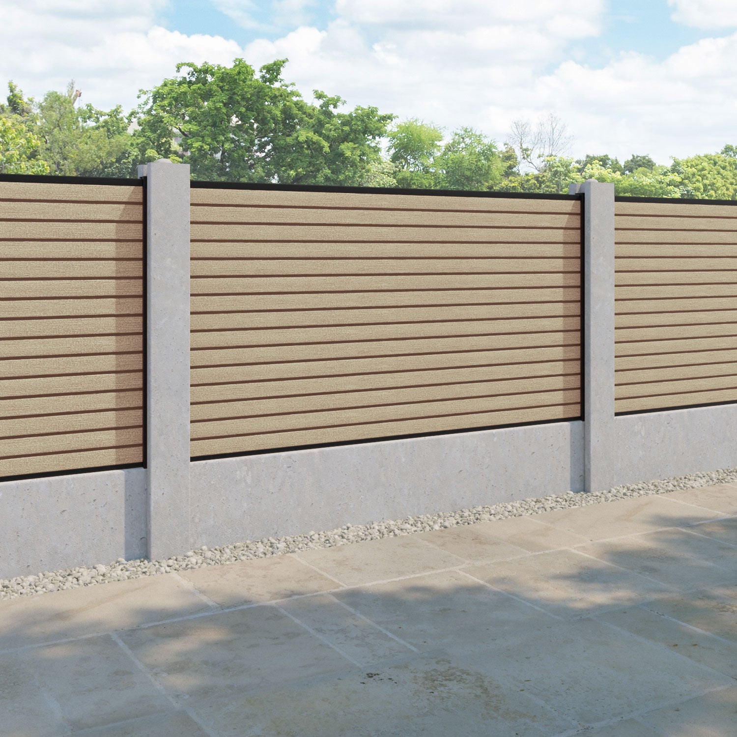 Hudson Fence Panel - Light Oak - for existing concrete posts
