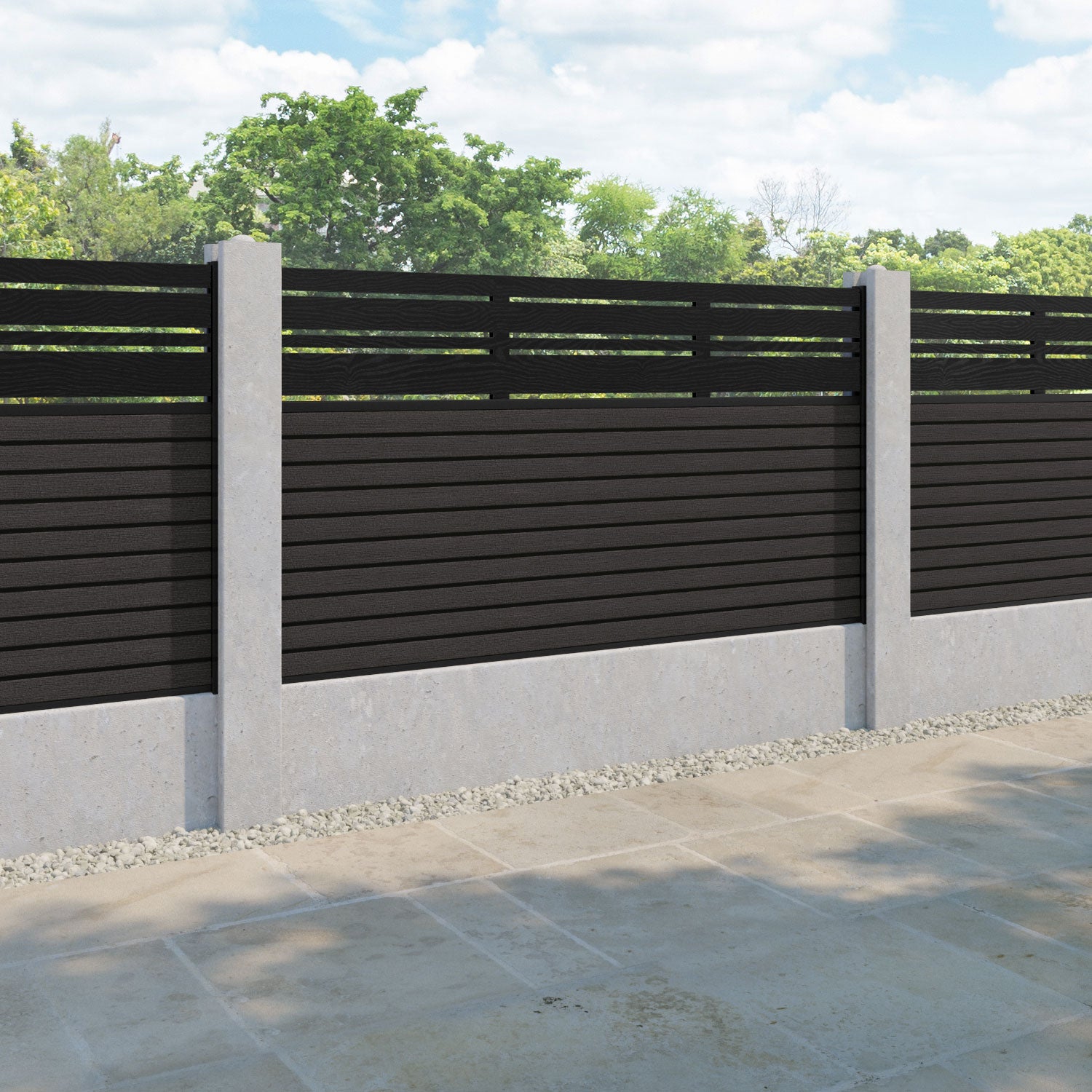 Hudson Linea Fence Panel - Dark Oak - for existing concrete posts