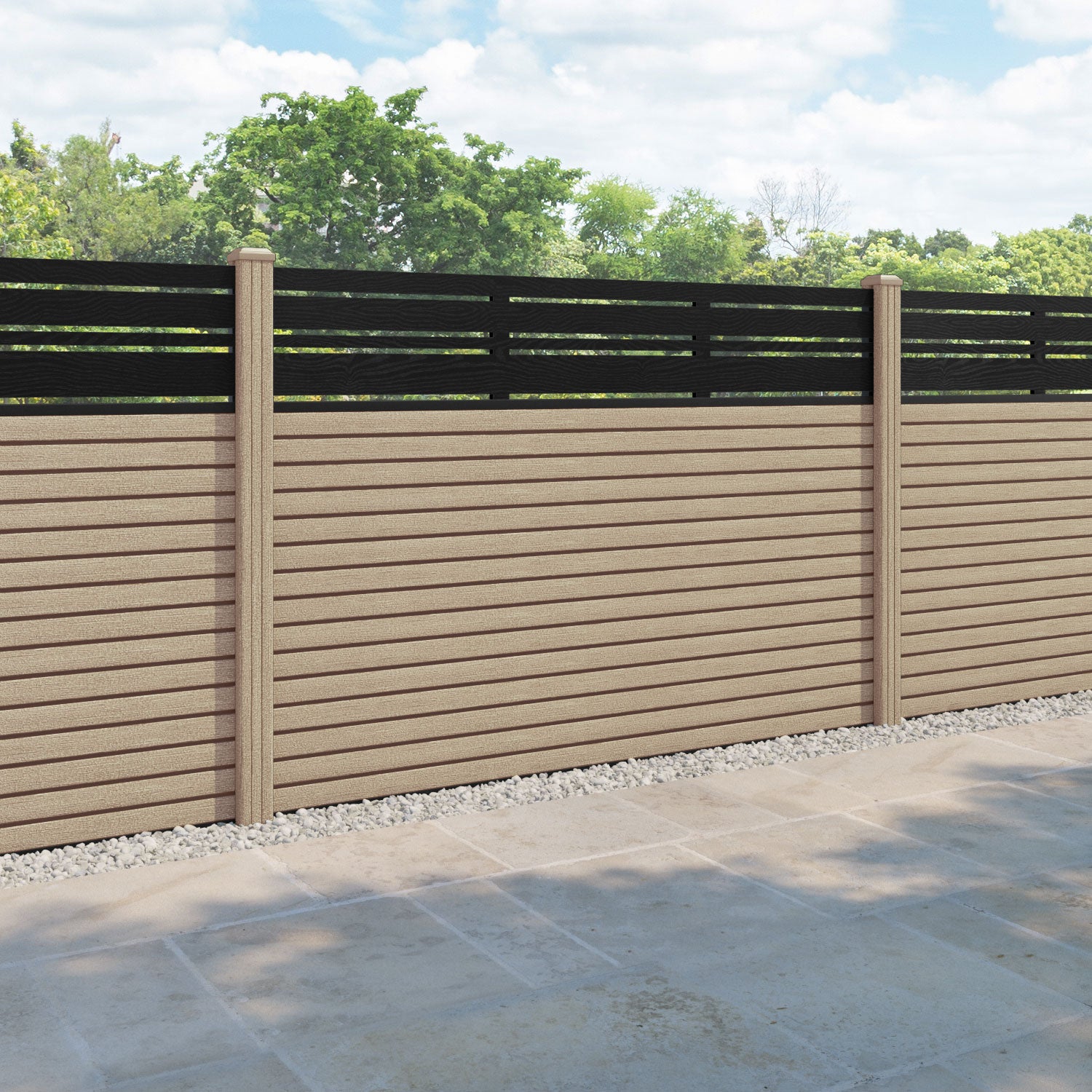 Hudson Linea Fence Panel - Light Oak - with our composite posts