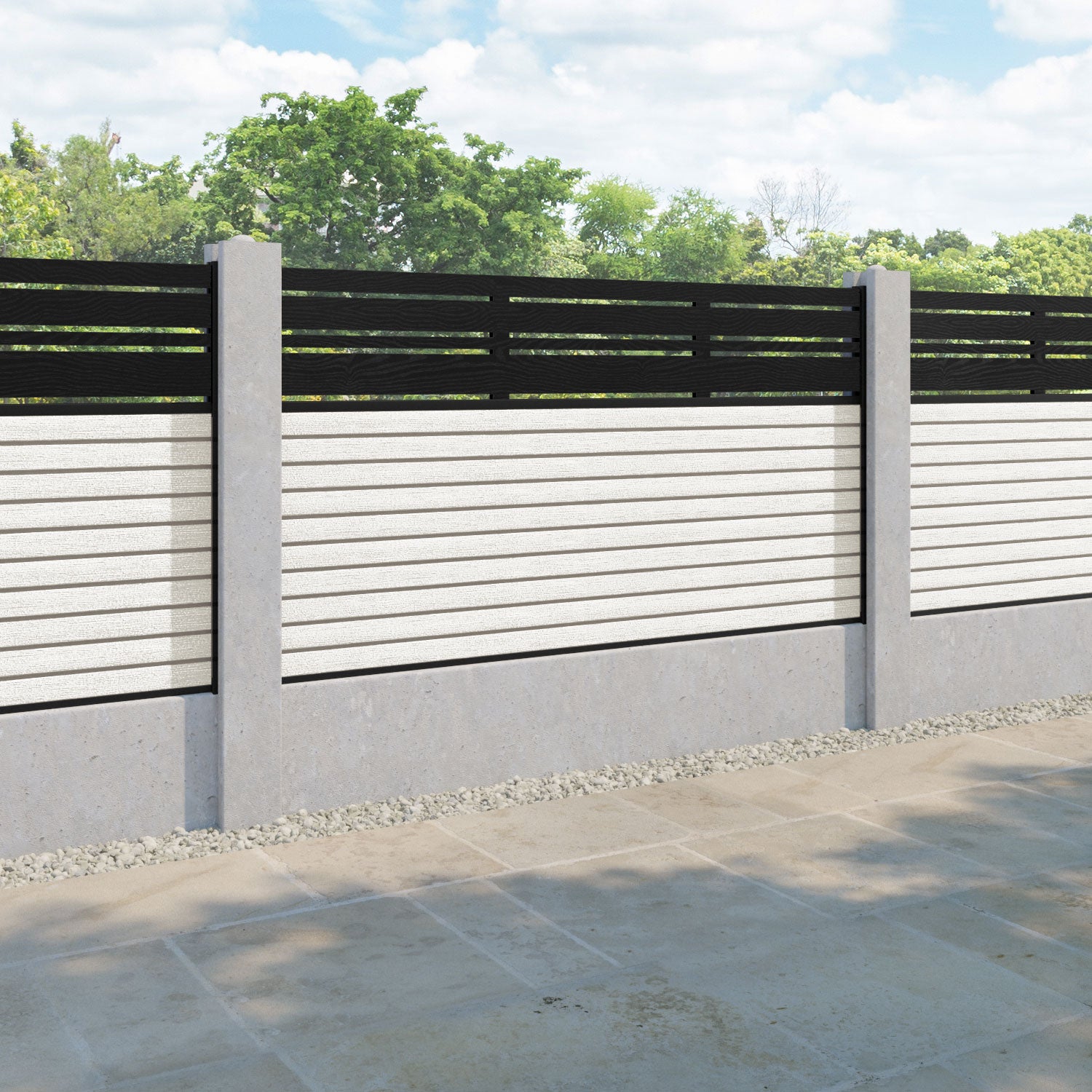 Hudson Linea Fence Panel - Light Stone - for existing concrete posts