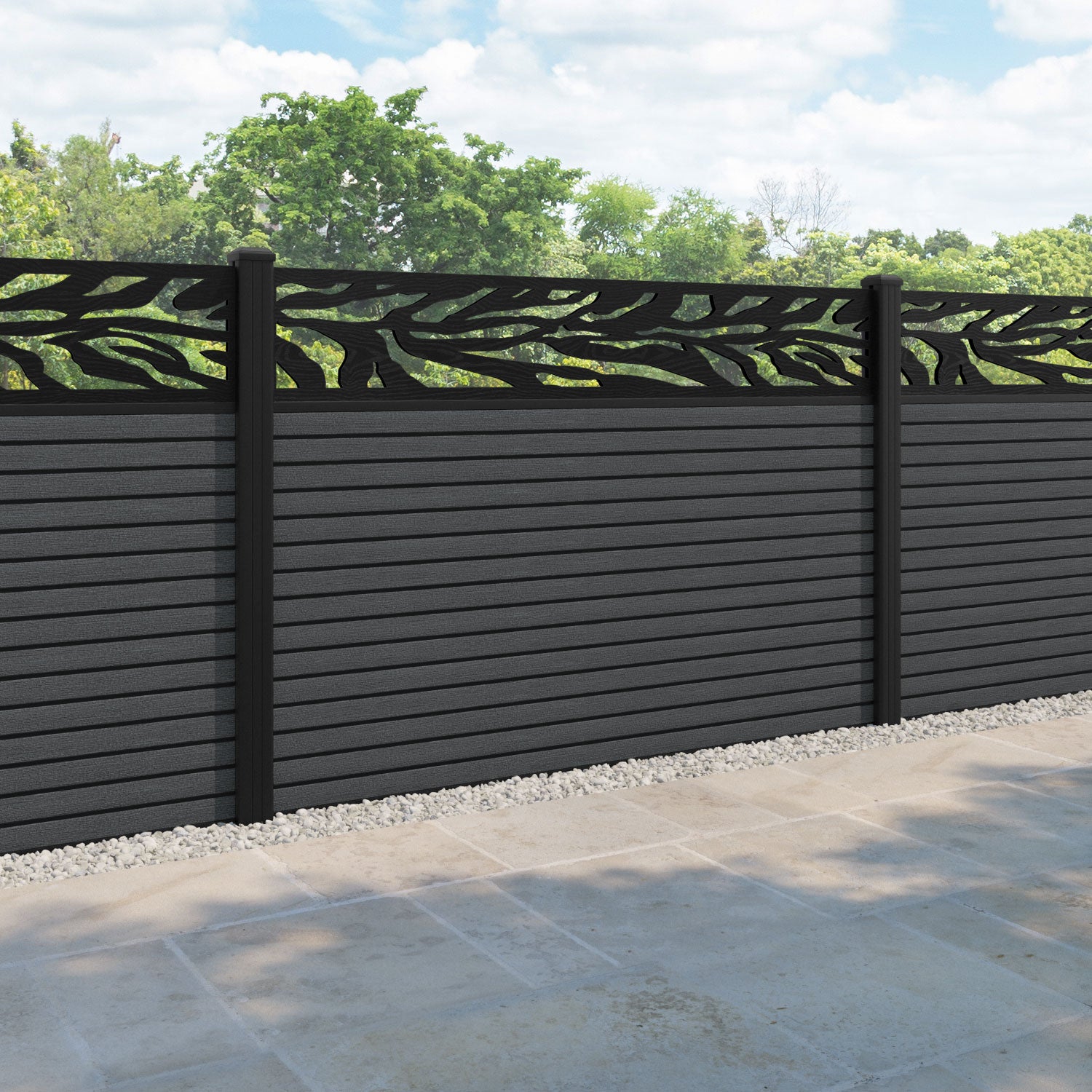 Hudson Malawi Fence Panel - Dark Grey - with our aluminium posts