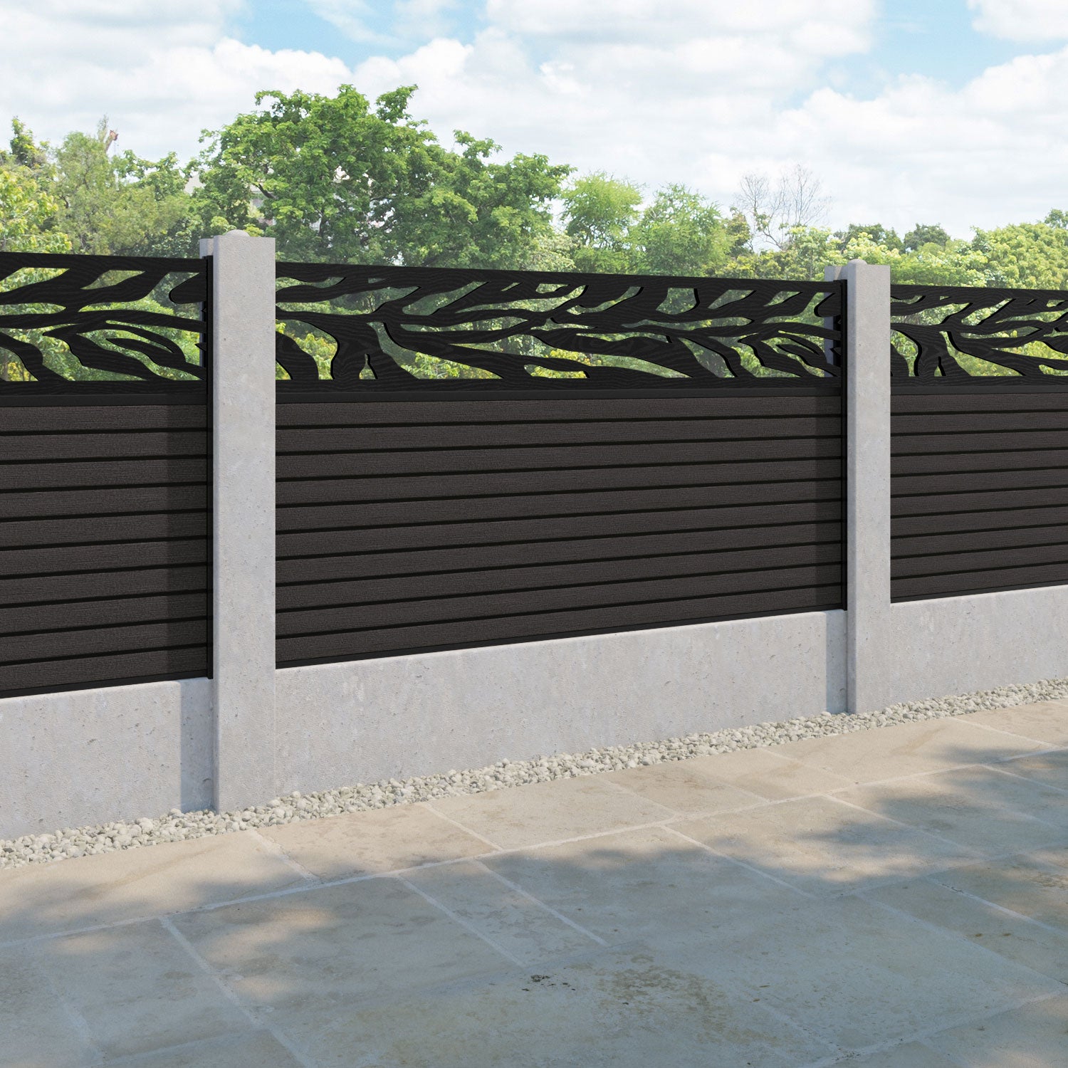 Hudson Malawi Fence Panel - Dark Oak - for existing concrete posts