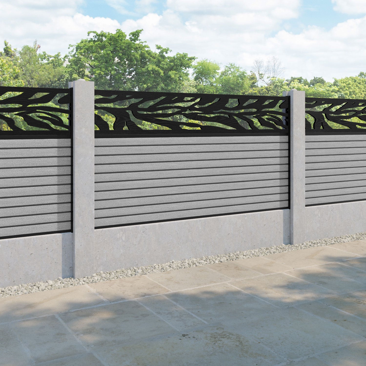 Hudson Malawi Fence Panel - Light Grey - for existing concrete posts