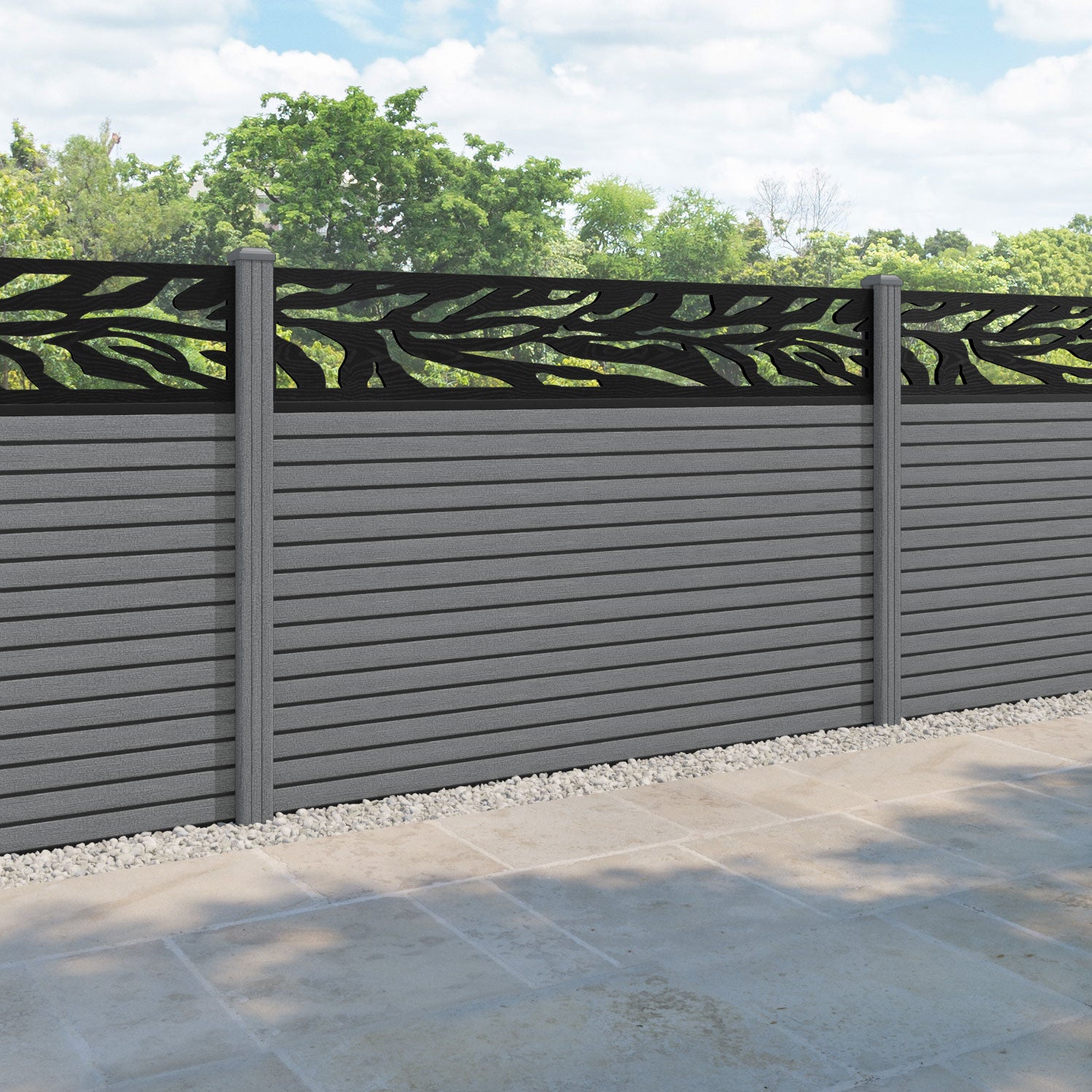 Hudson Malawi Fence Panel - Mid Grey - with our composite posts