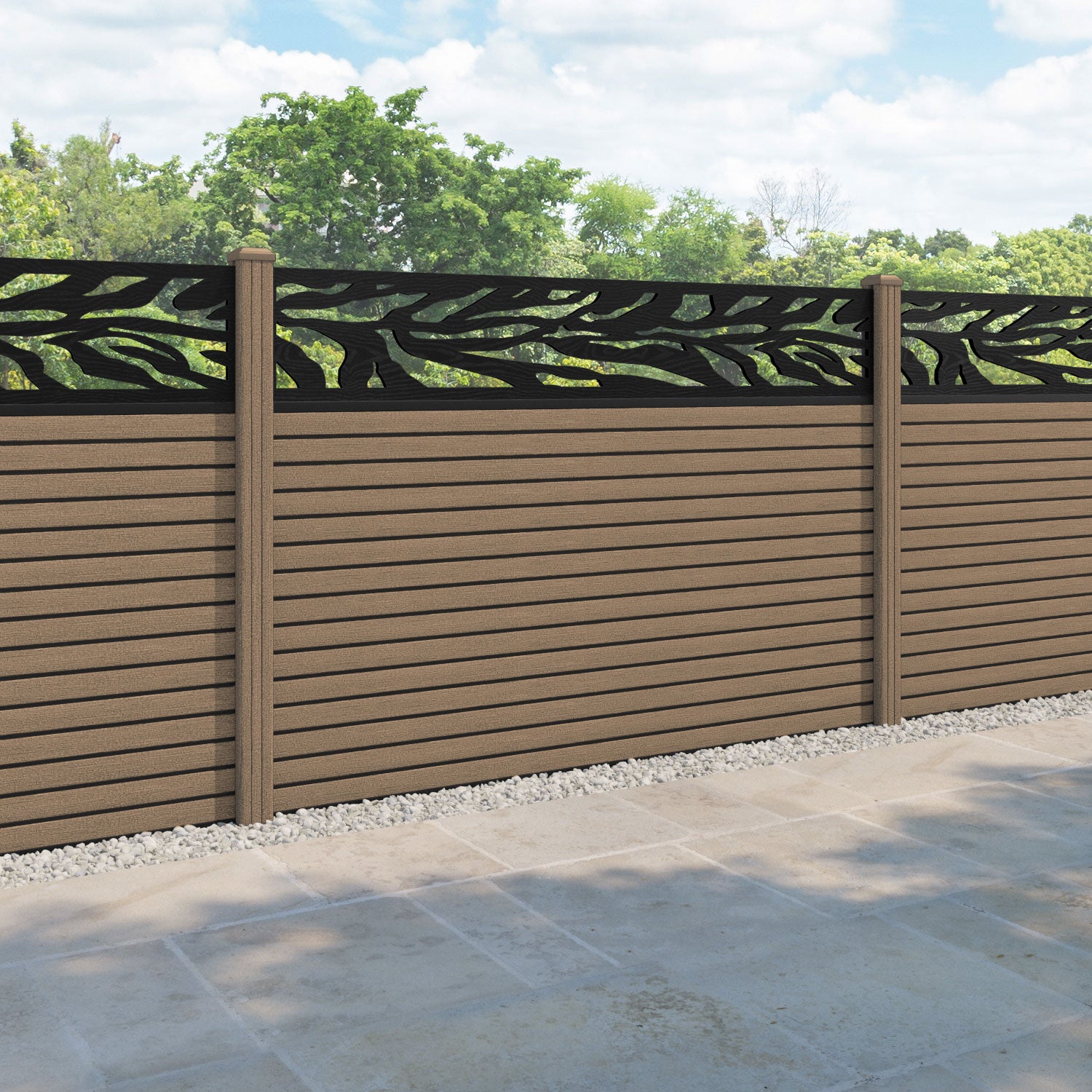 Hudson Malawi Fence Panel - Teak - with our composite posts