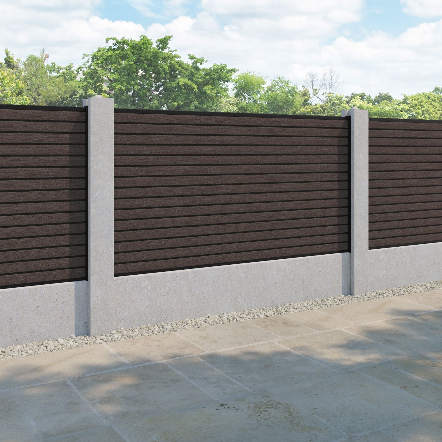 Hudson Fence Panel - Mid Brown - for existing concrete posts