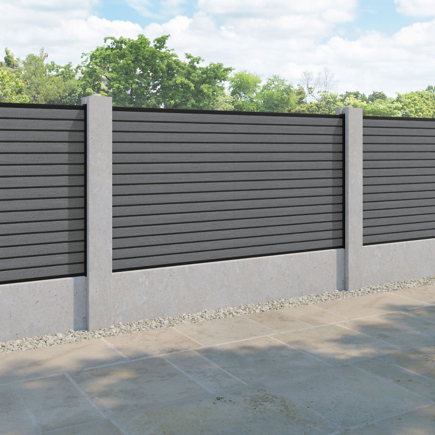 Hudson Fence Panel - Mid Grey - for existing concrete posts