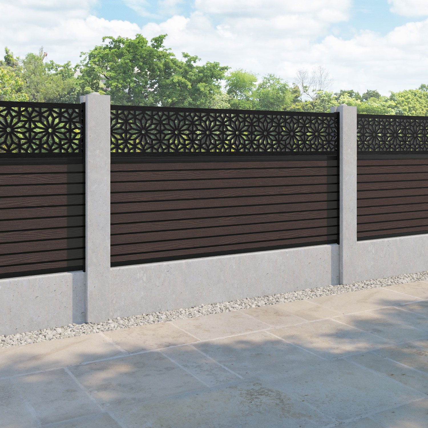 Hudson Narwa Fence Panel - Mid Brown - for existing concrete posts