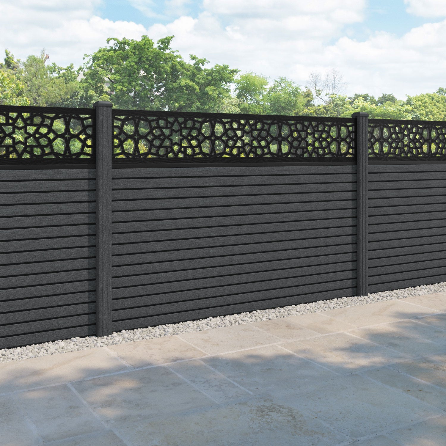 Hudson Nazira Fence Panel - Dark Grey - with our composite posts