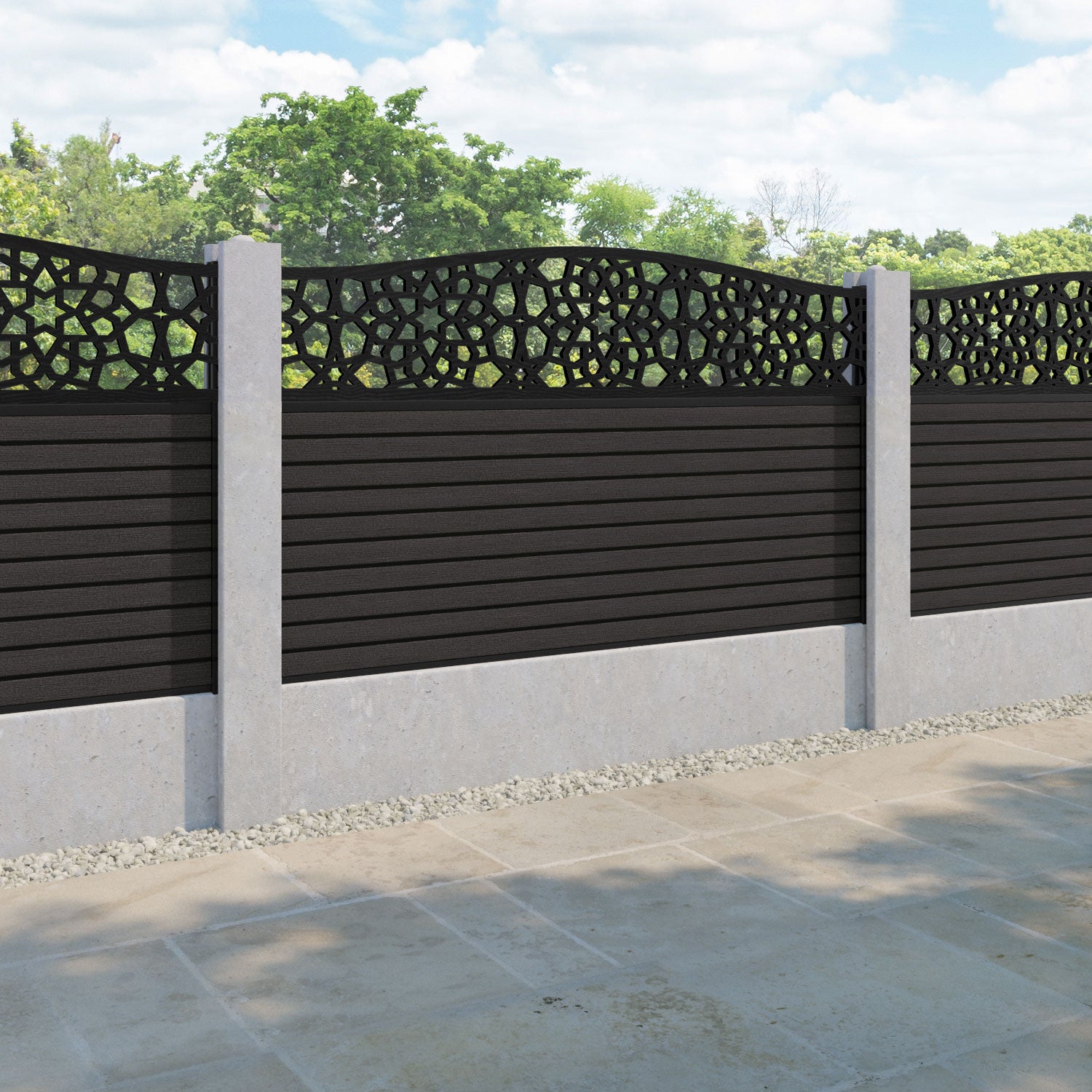 Hudson Nazira Curved Top Fence Panel - Dark Oak - for existing concrete posts