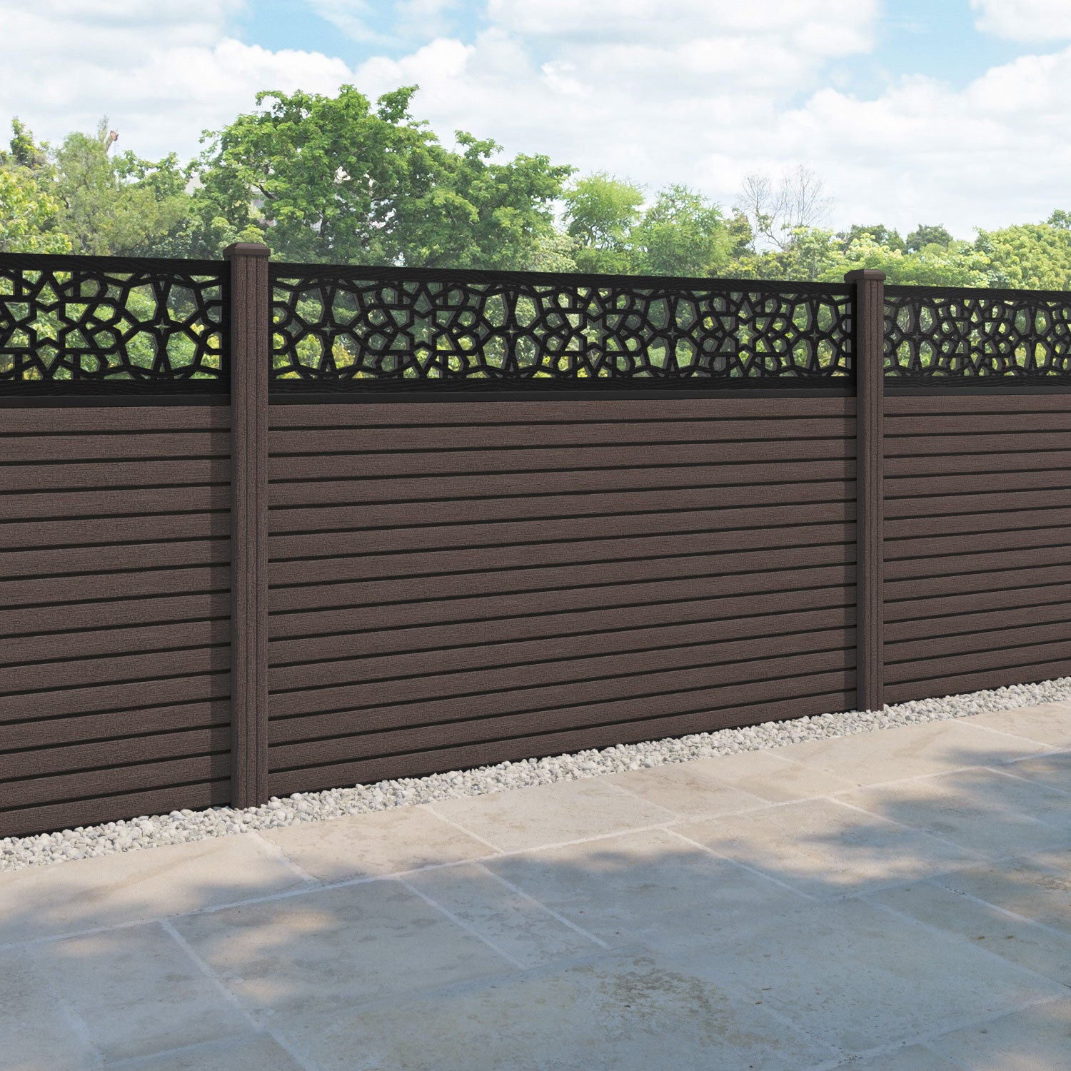 Hudson Nazira Fence Panel - Mid Brown - with our composite posts