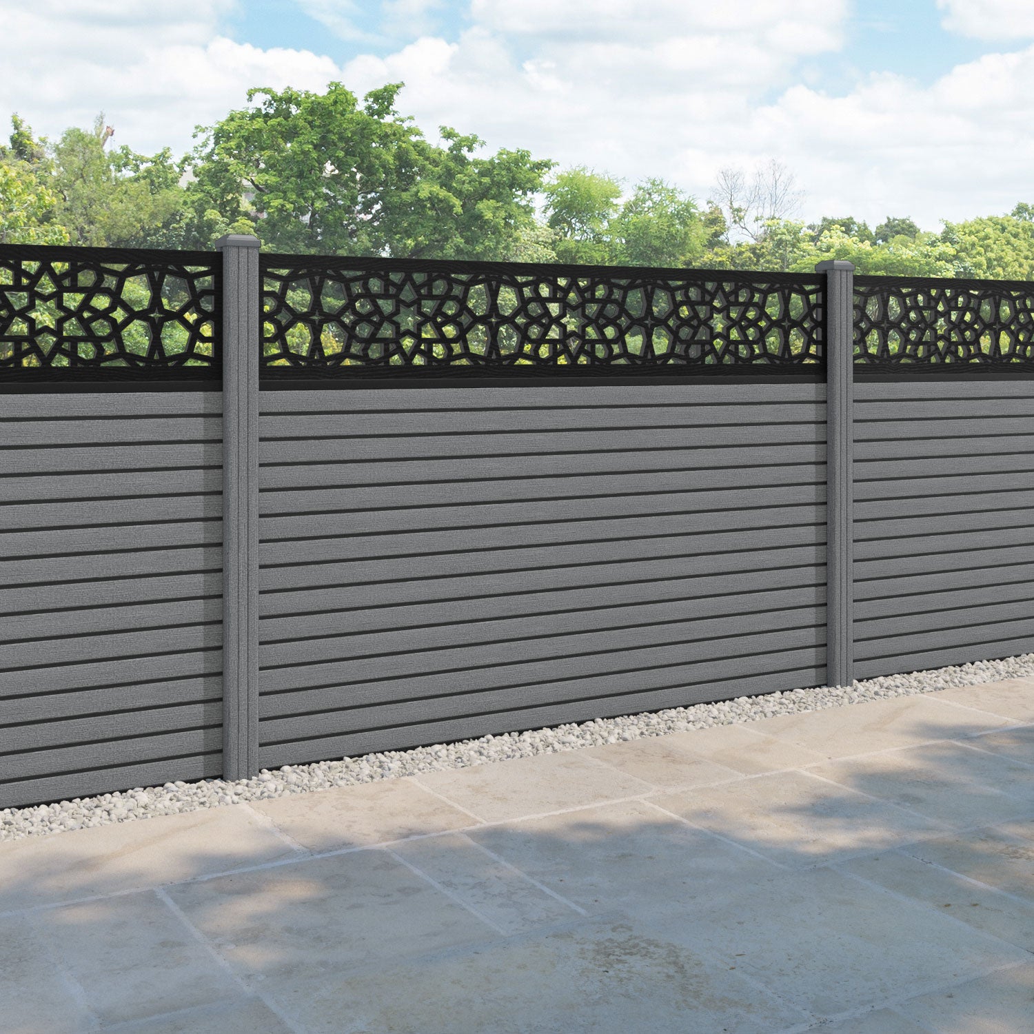 Hudson Nazira Fence Panel - Mid Grey - with our composite posts