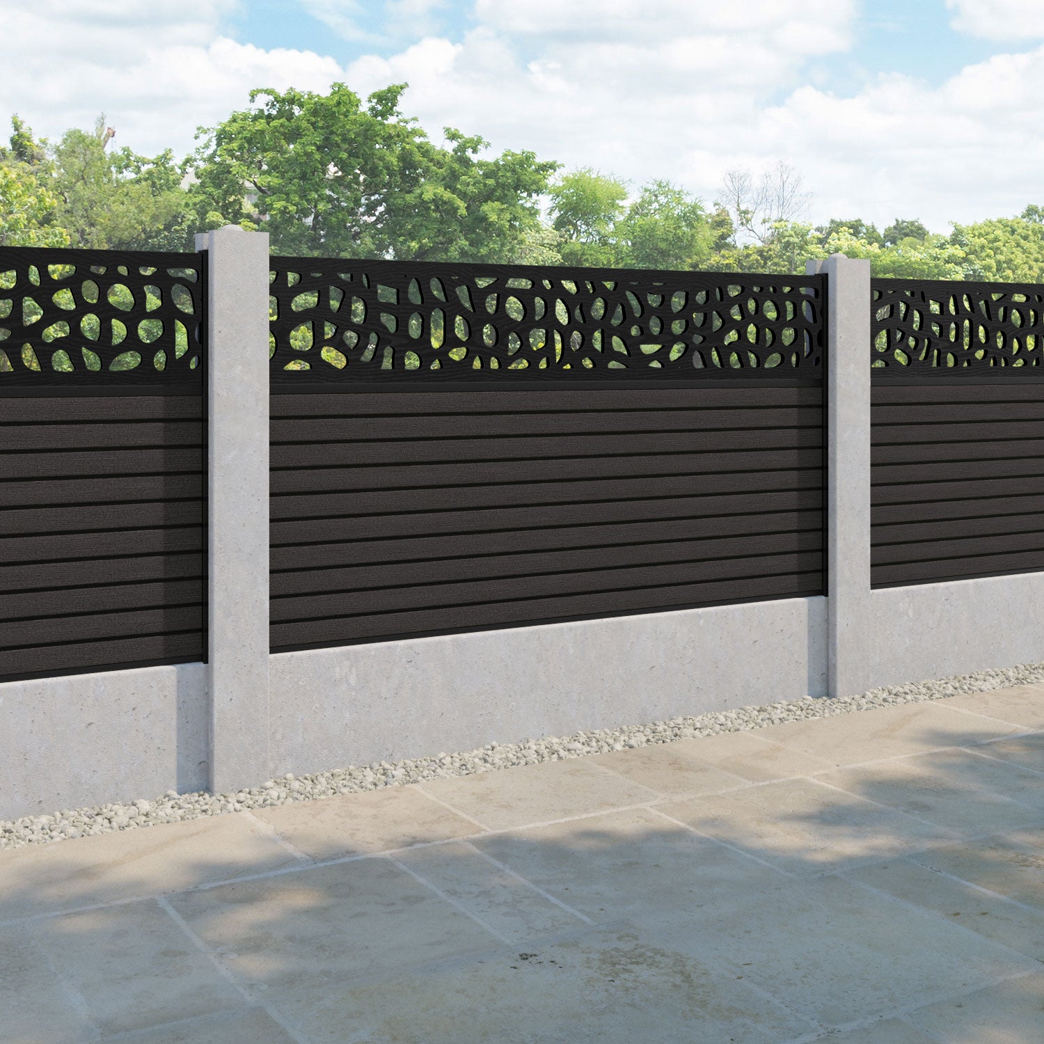Hudson Pebble Fence Panel - Dark Oak - for existing concrete posts