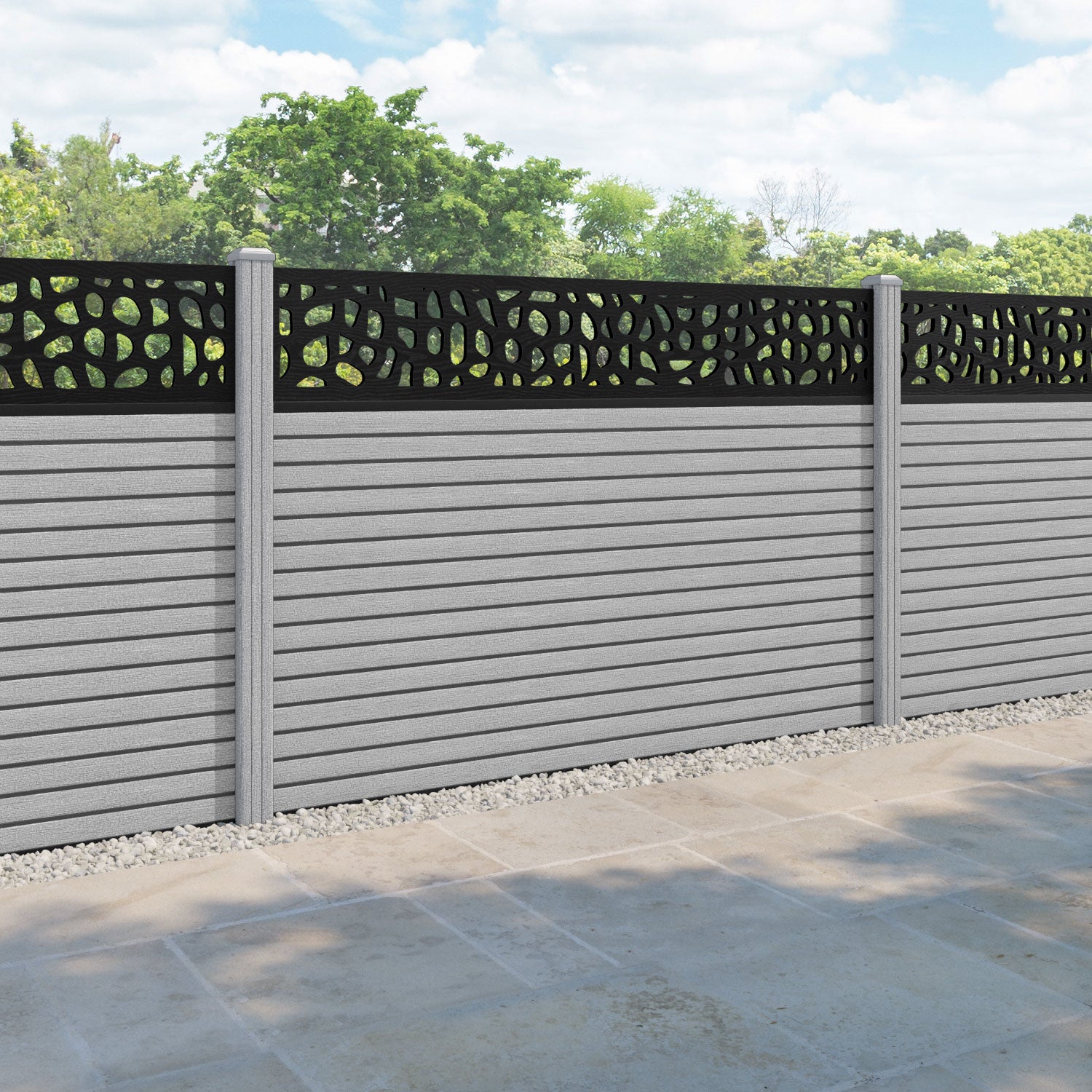 Hudson Pebble Fence Panel - Light Grey - with our composite posts