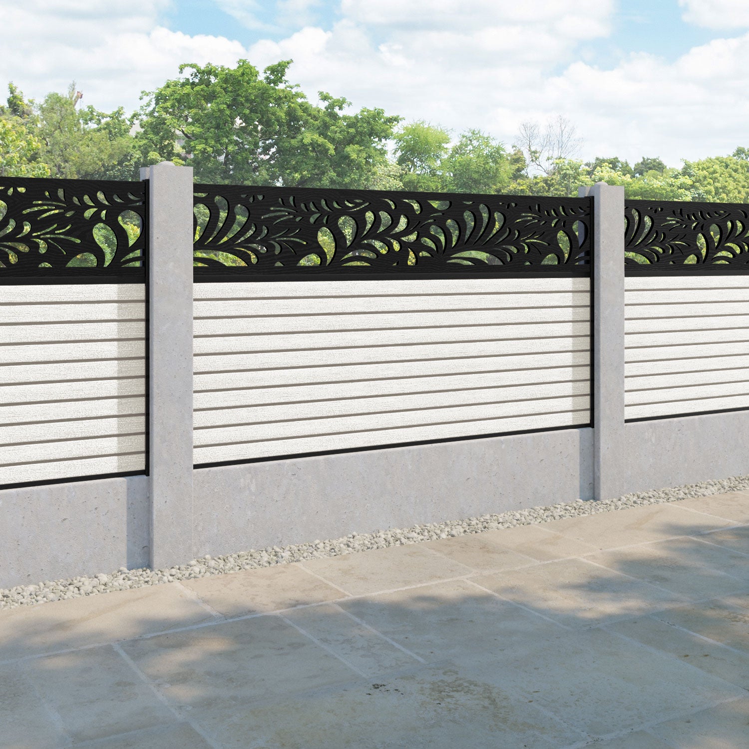 Hudson Petal Fence Panel - Light Stone - for existing concrete posts