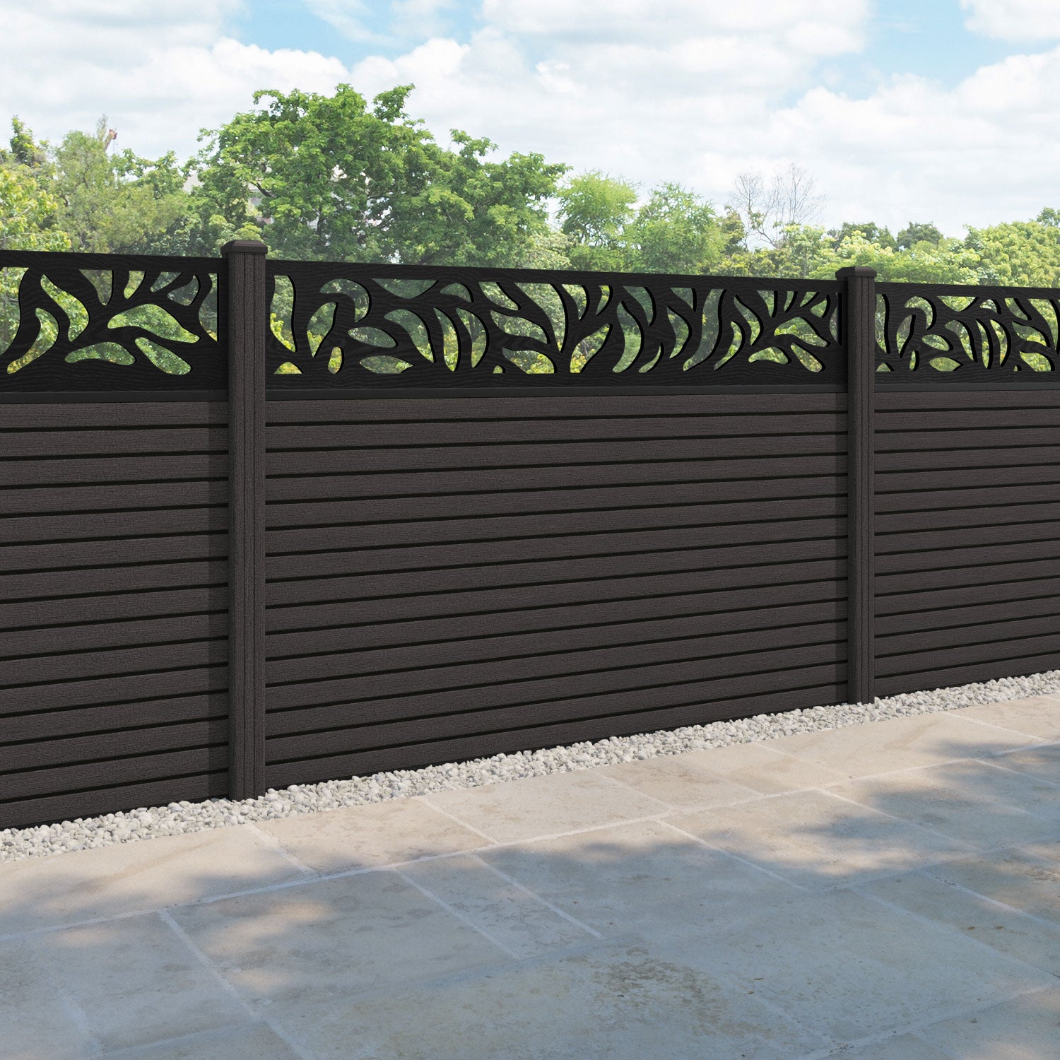 Hudson Plume Fence Panel - Dark Oak - with our composite posts