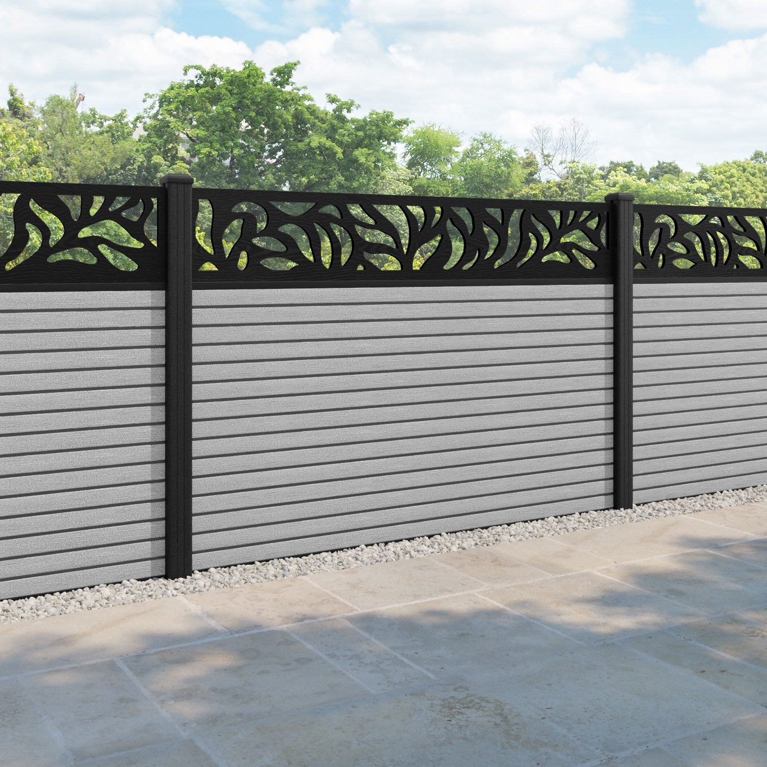 Hudson Plume Fence Panel - Light Grey - with our composite posts
