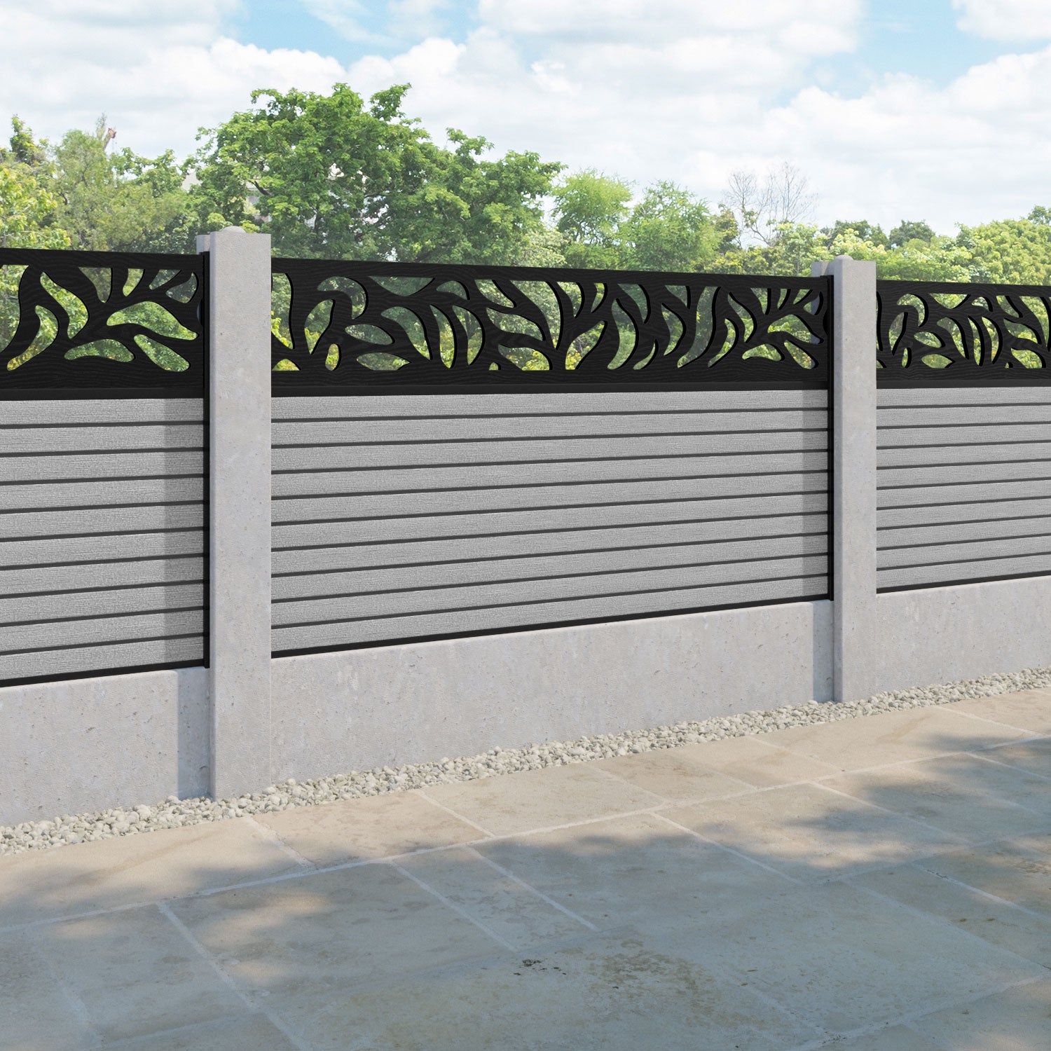 Hudson Plume Fence Panel - Light Grey - for existing concrete posts