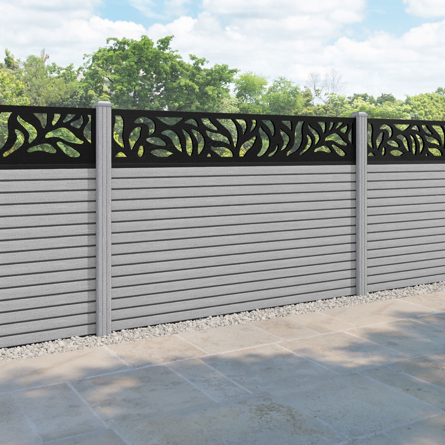 Hudson Plume Fence Panel - Light Grey - with our composite posts