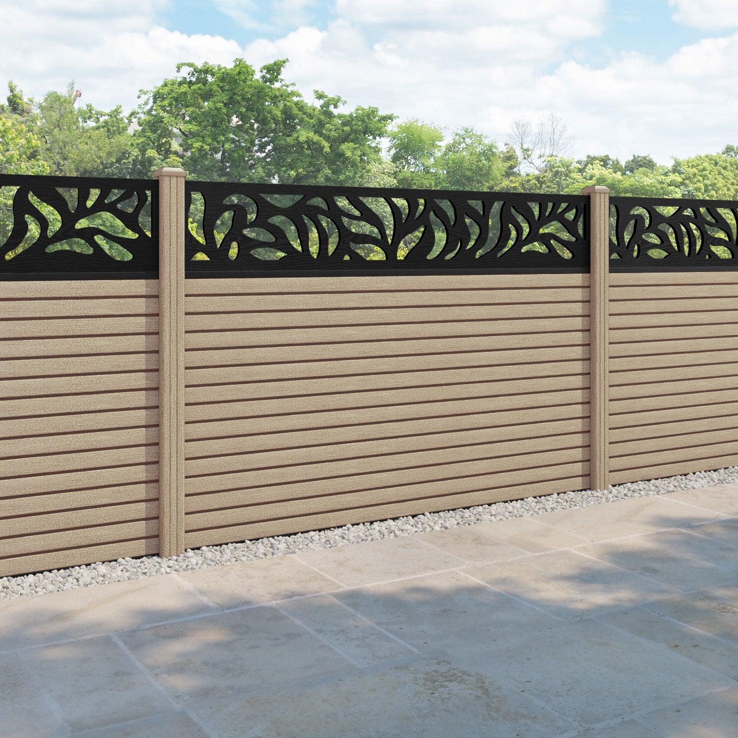 Hudson Plume Fence Panel - Light Oak - with our composite posts