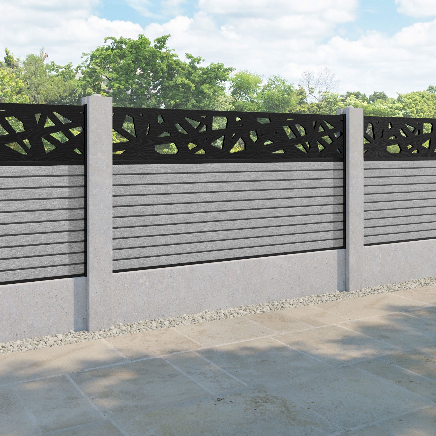 Hudson Prism Fence Panel - Light Grey - for existing concrete posts