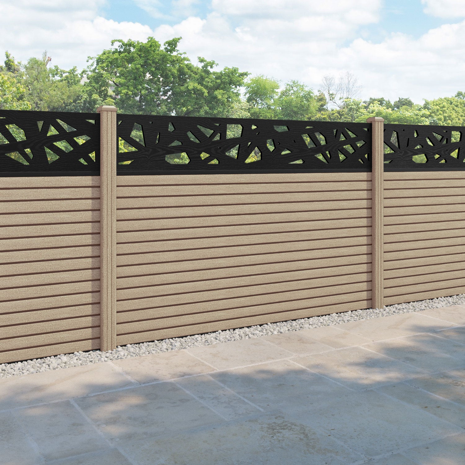 Hudson Prism Fence Panel - Light Oak - with our composite posts