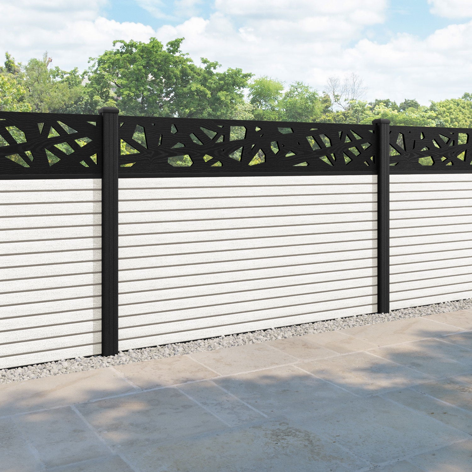 Hudson Prism Fence Panel - Light Stone - with our composite posts