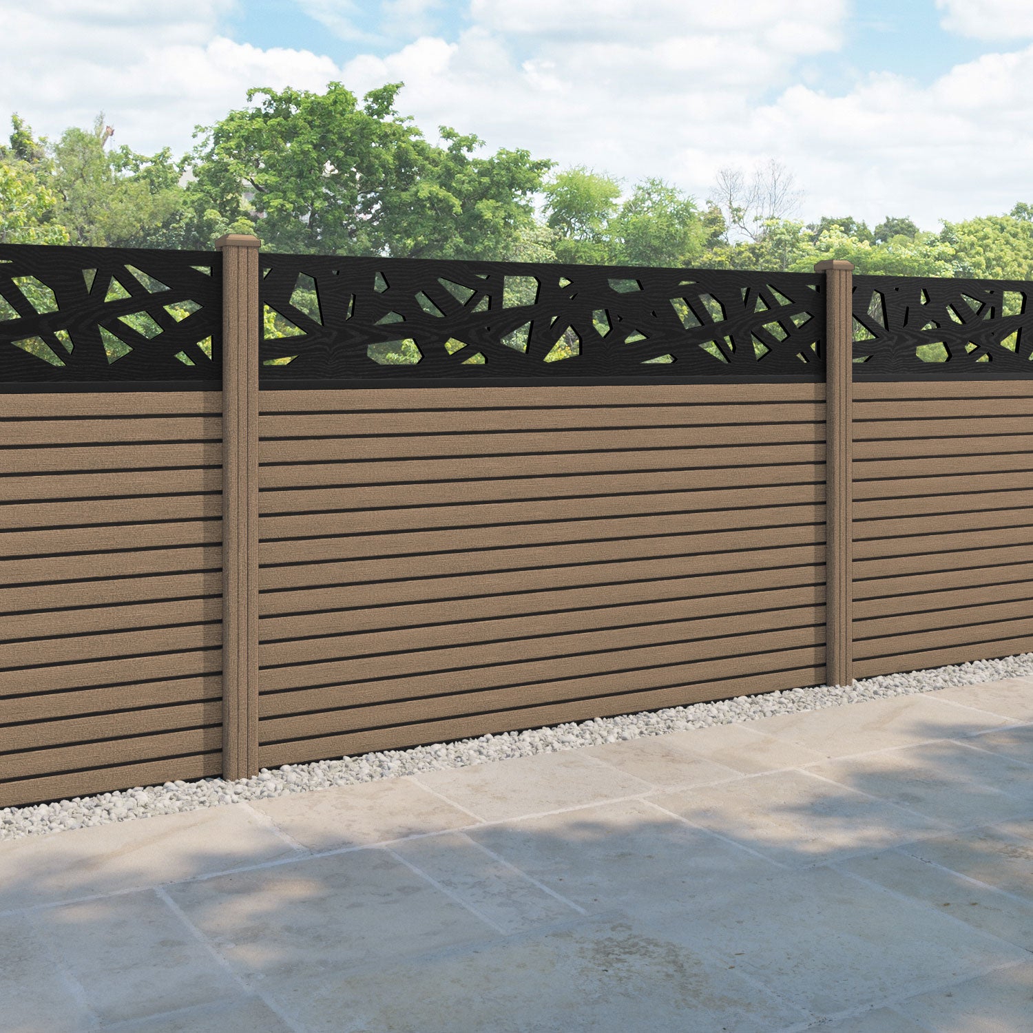 Hudson Prism Fence Panel - Teak - with our composite posts