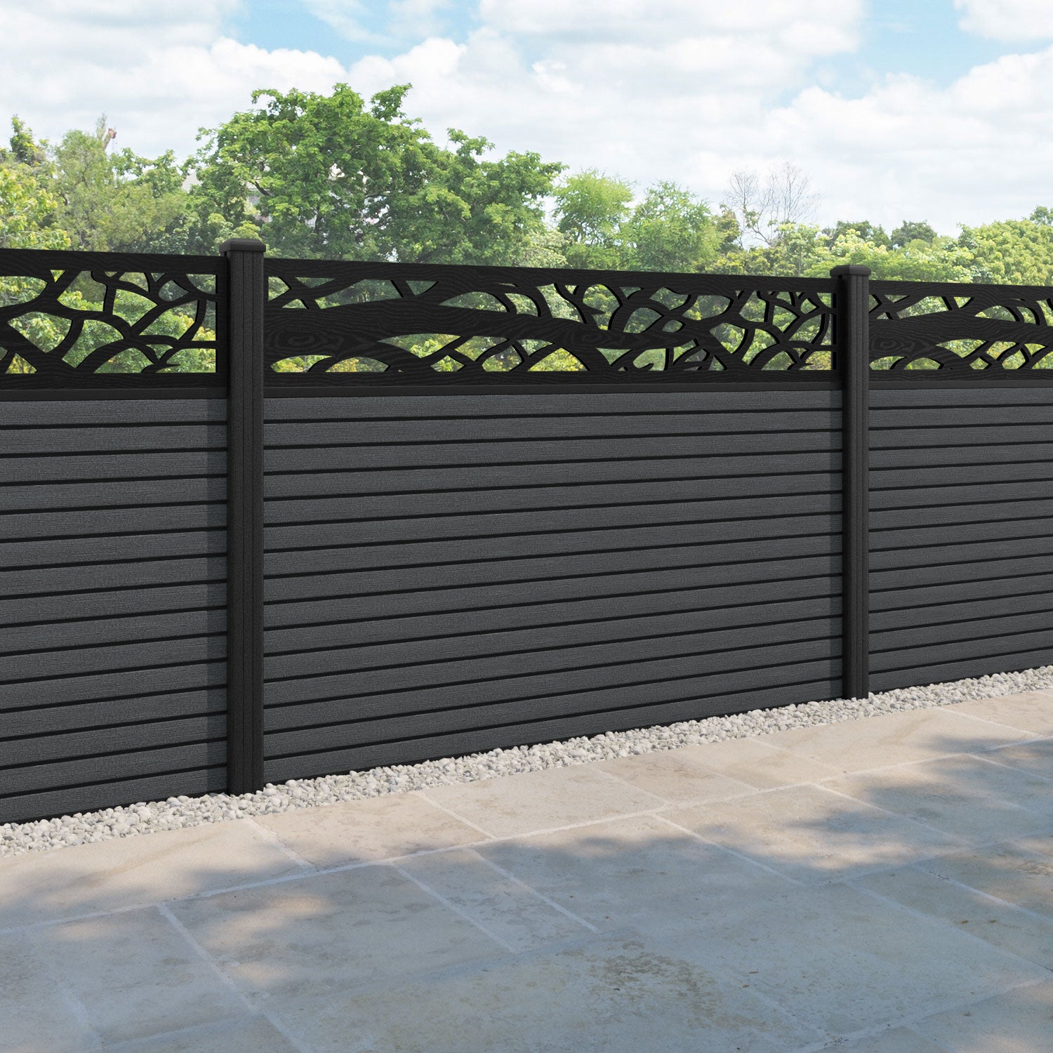 Hudson Twilight Fence Panel - Dark Grey - with our composite posts