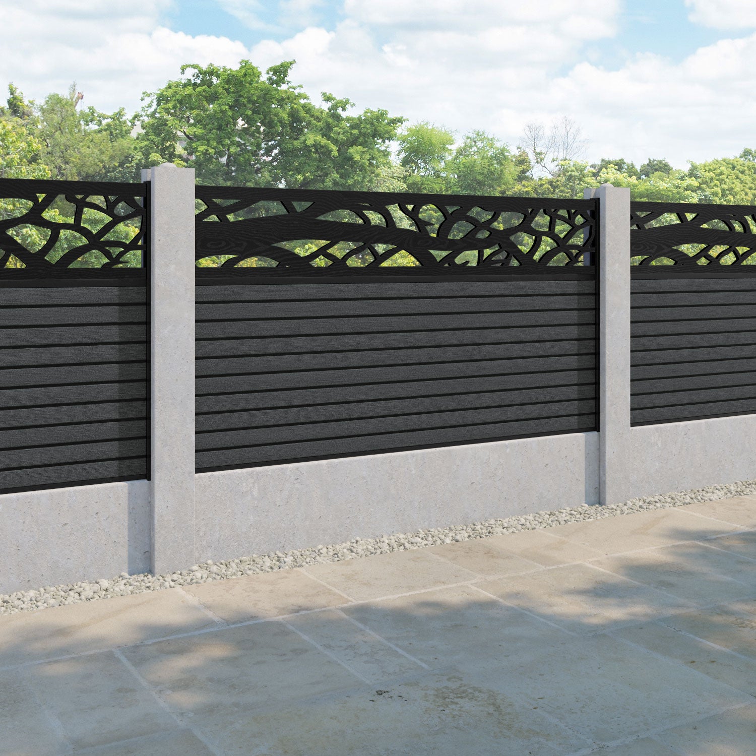 Hudson Twilight Fence Panel - Dark Grey - for existing concrete posts