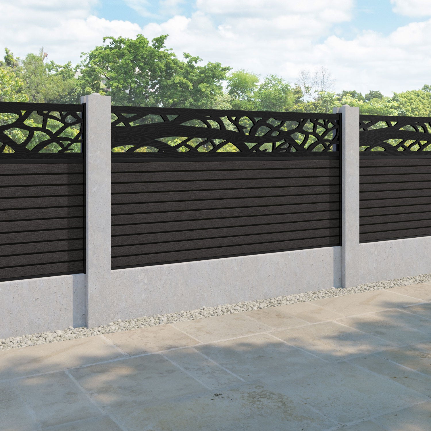 Hudson Twilight Fence Panel - Dark Oak - for existing concrete posts