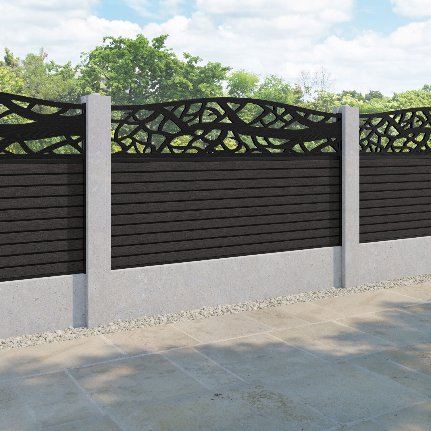 Hudson Twilight Curved Top Fence Panel - Dark Oak - for existing concrete posts