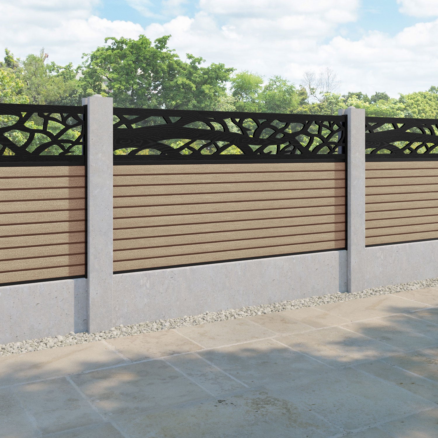 Hudson Twilight Fence Panel - Light Oak - for existing concrete posts
