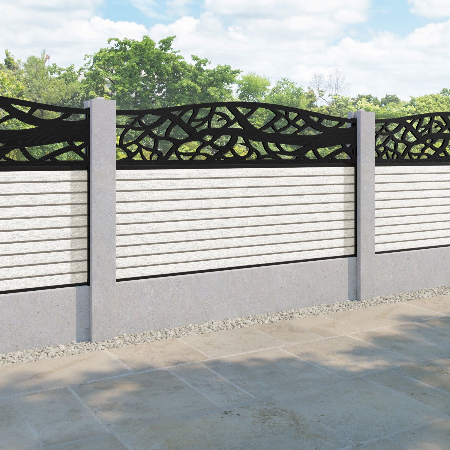 Hudson Twilight Curved Top Fence Panel - Light Stone - for existing concrete posts