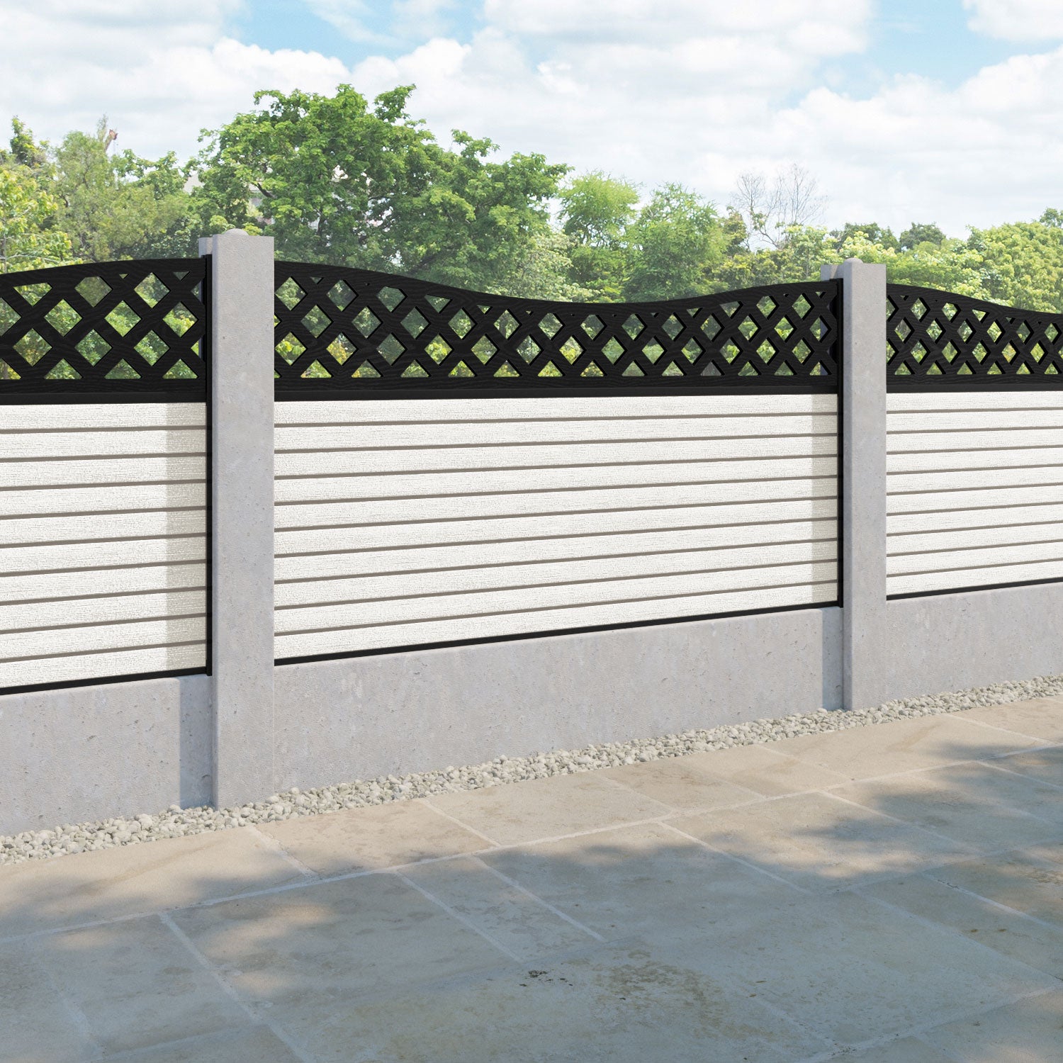 Hudson Low Wave Fence Panel - Light Stone - for existing concrete posts