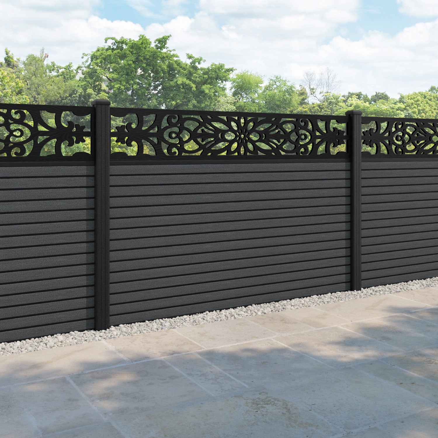 Hudson Windsor Fence Panel - Dark Grey - with our composite posts