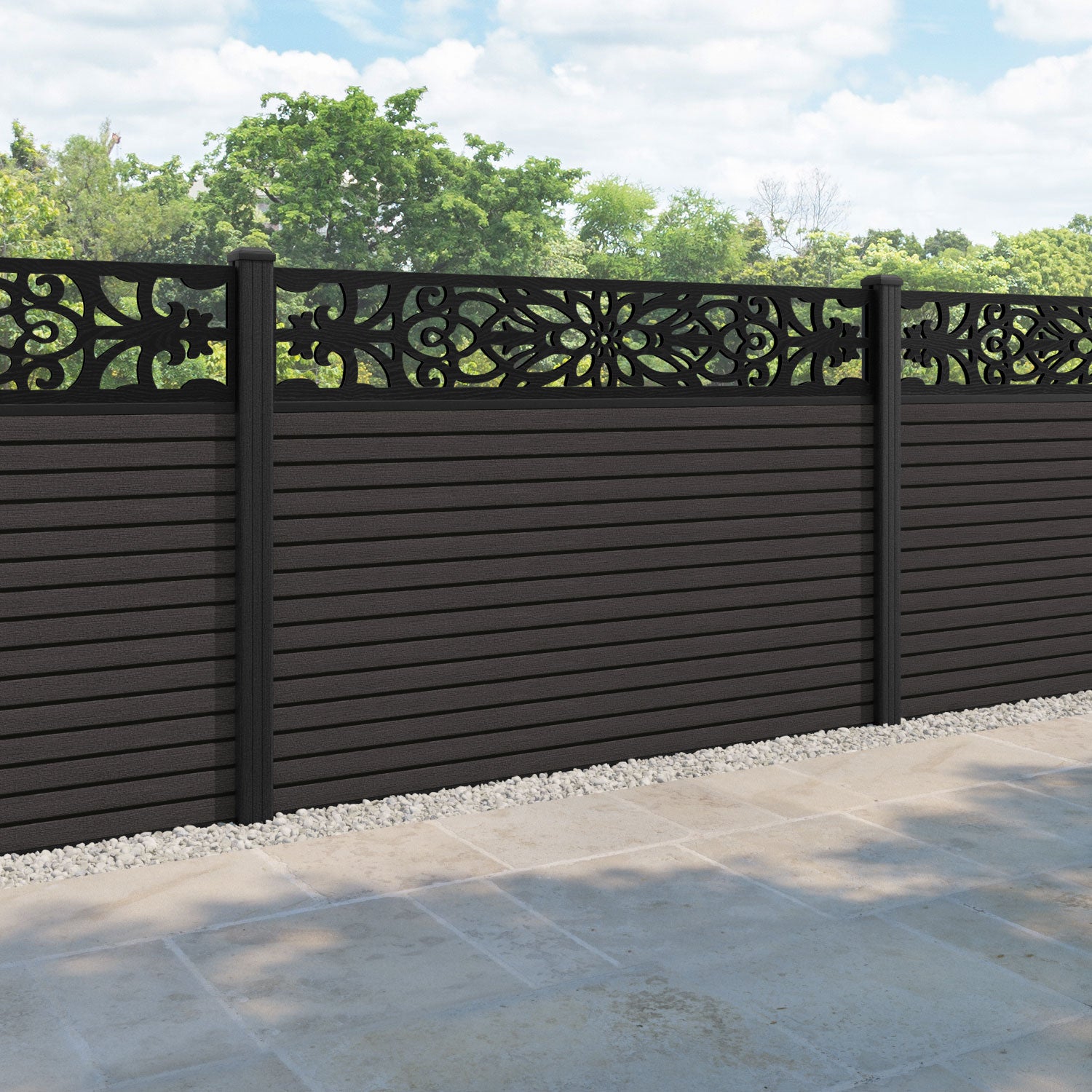 Hudson Windsor Fence Panel - Dark Oak - with our composite posts