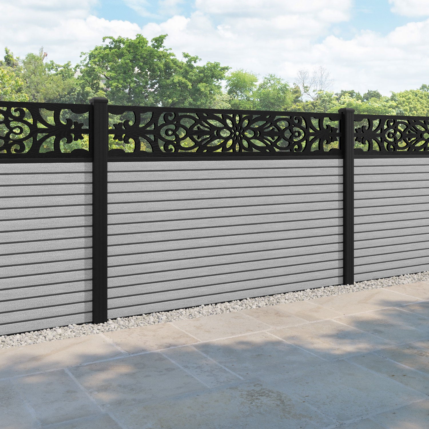 Hudson Windsor Fence Panel - Light Grey - with our aluminium posts