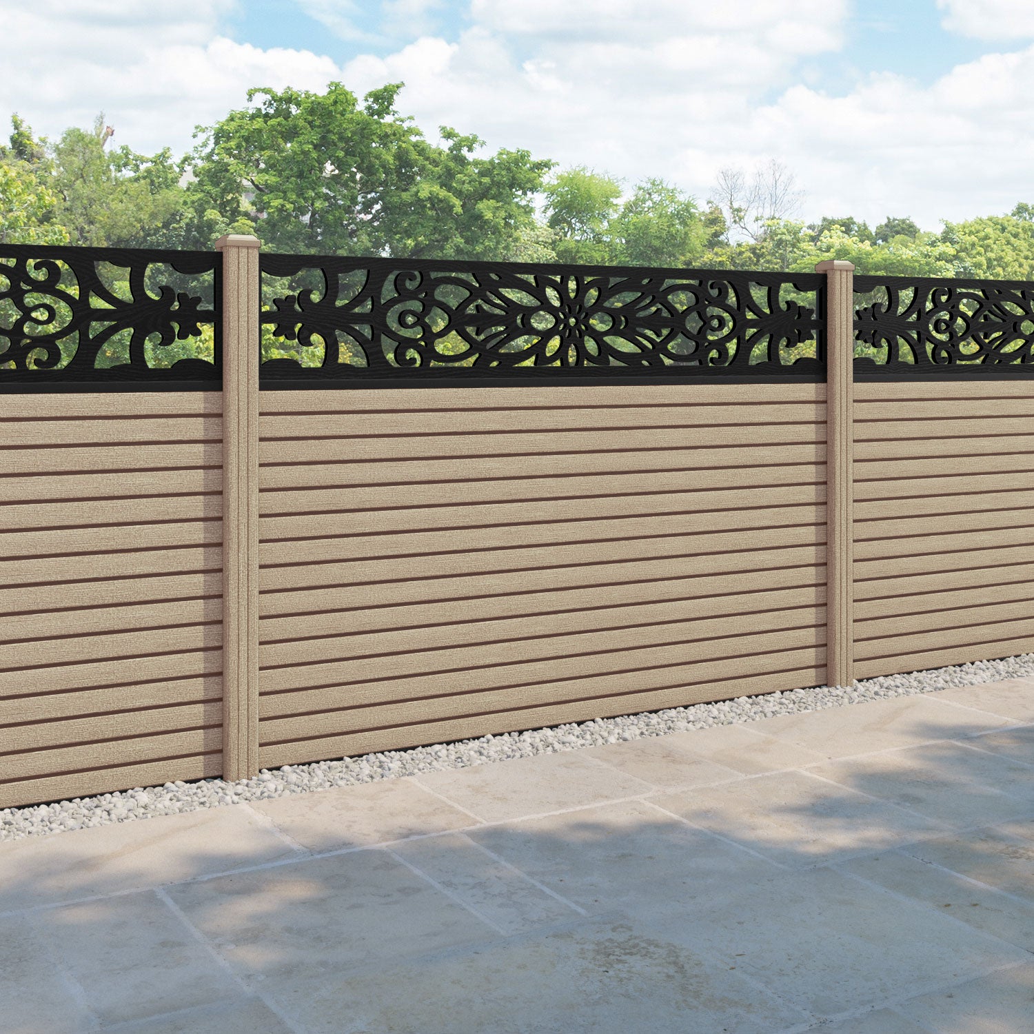 Hudson Windsor Fence Panel - Light Oak - with our composite posts