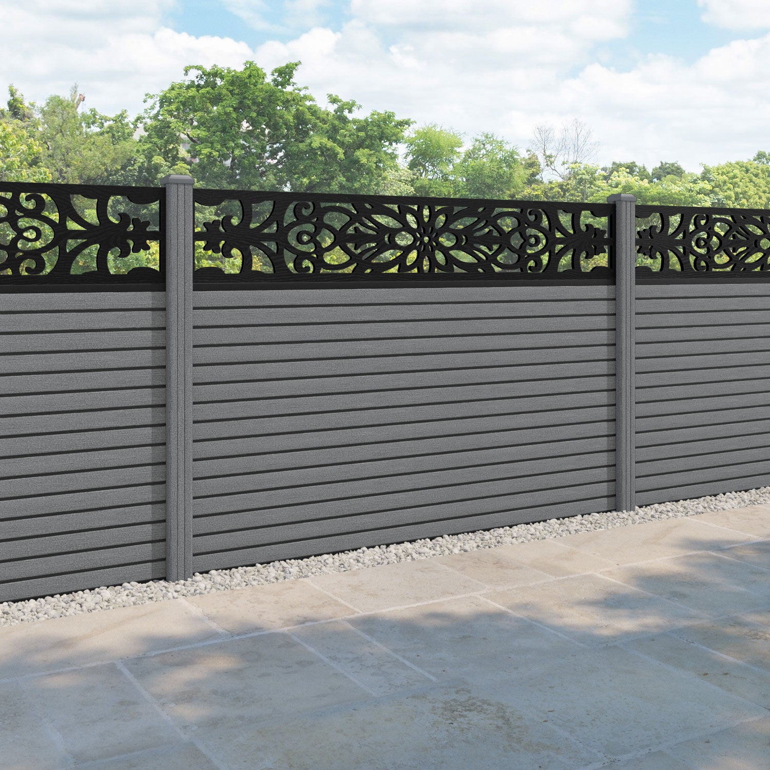 Hudson Windsor Fence Panel - Mid Grey - with our composite posts