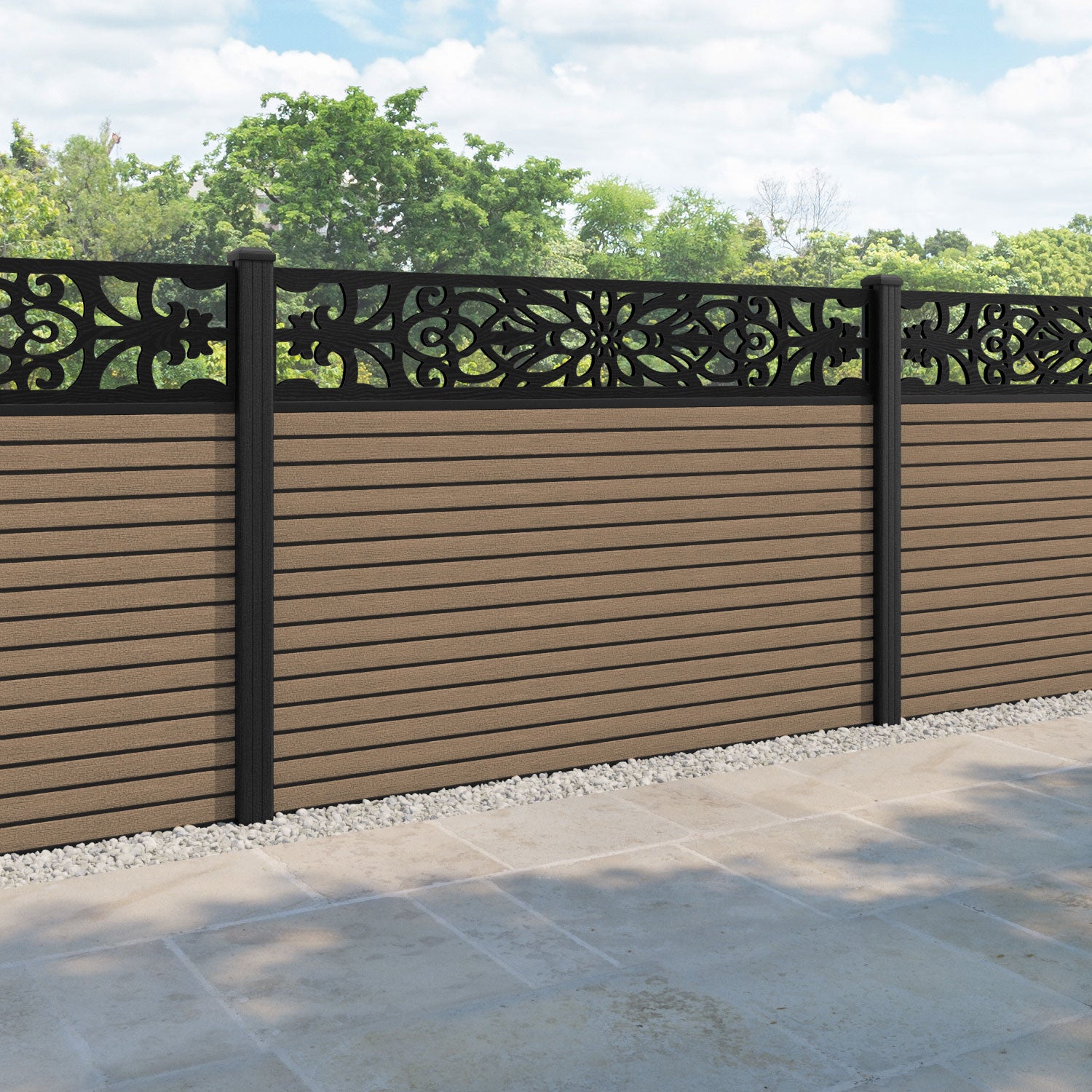 Hudson Windsor Fence Panel - Teak - with our composite posts