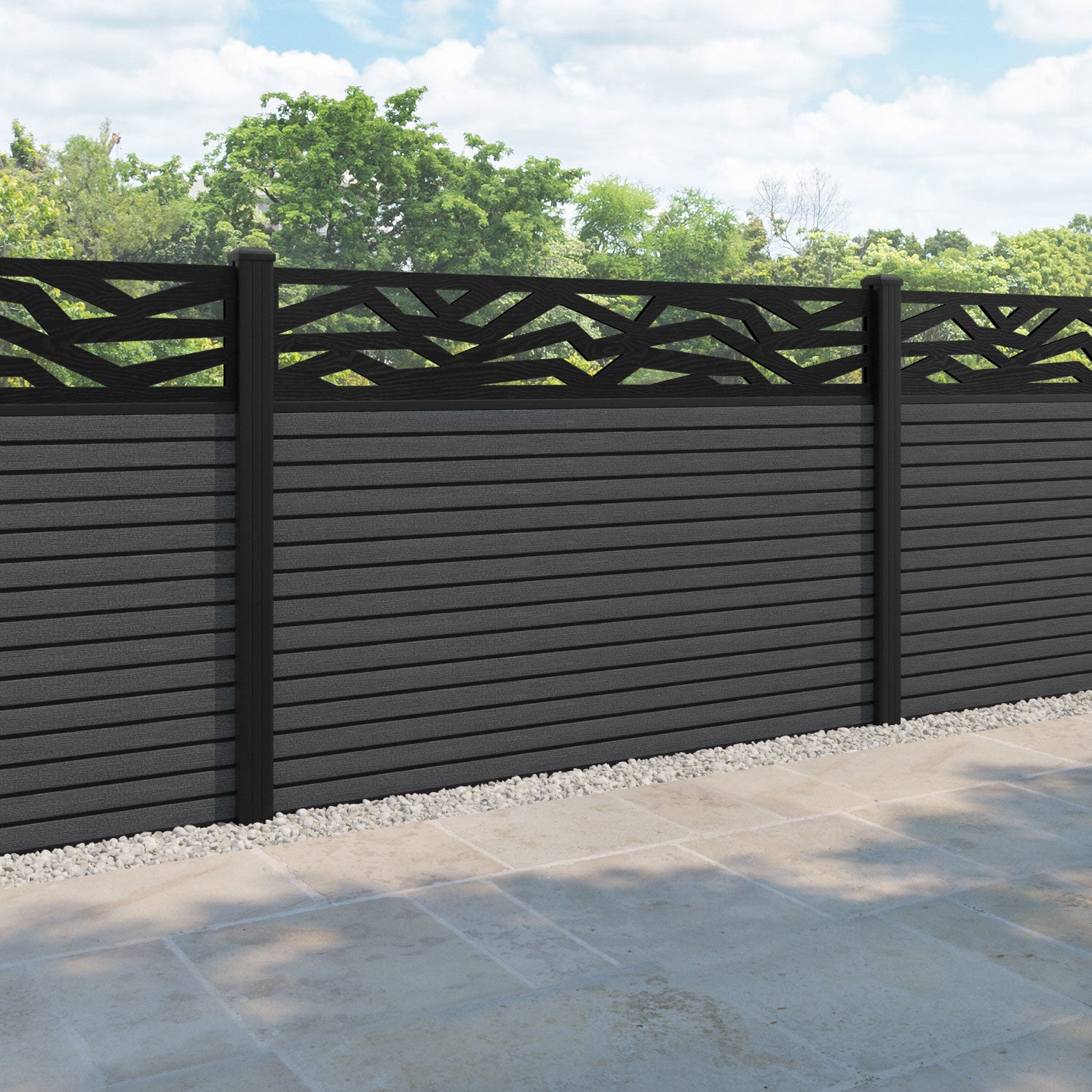 Hudson Zenith Fence Panel - Dark Grey - with our aluminium posts