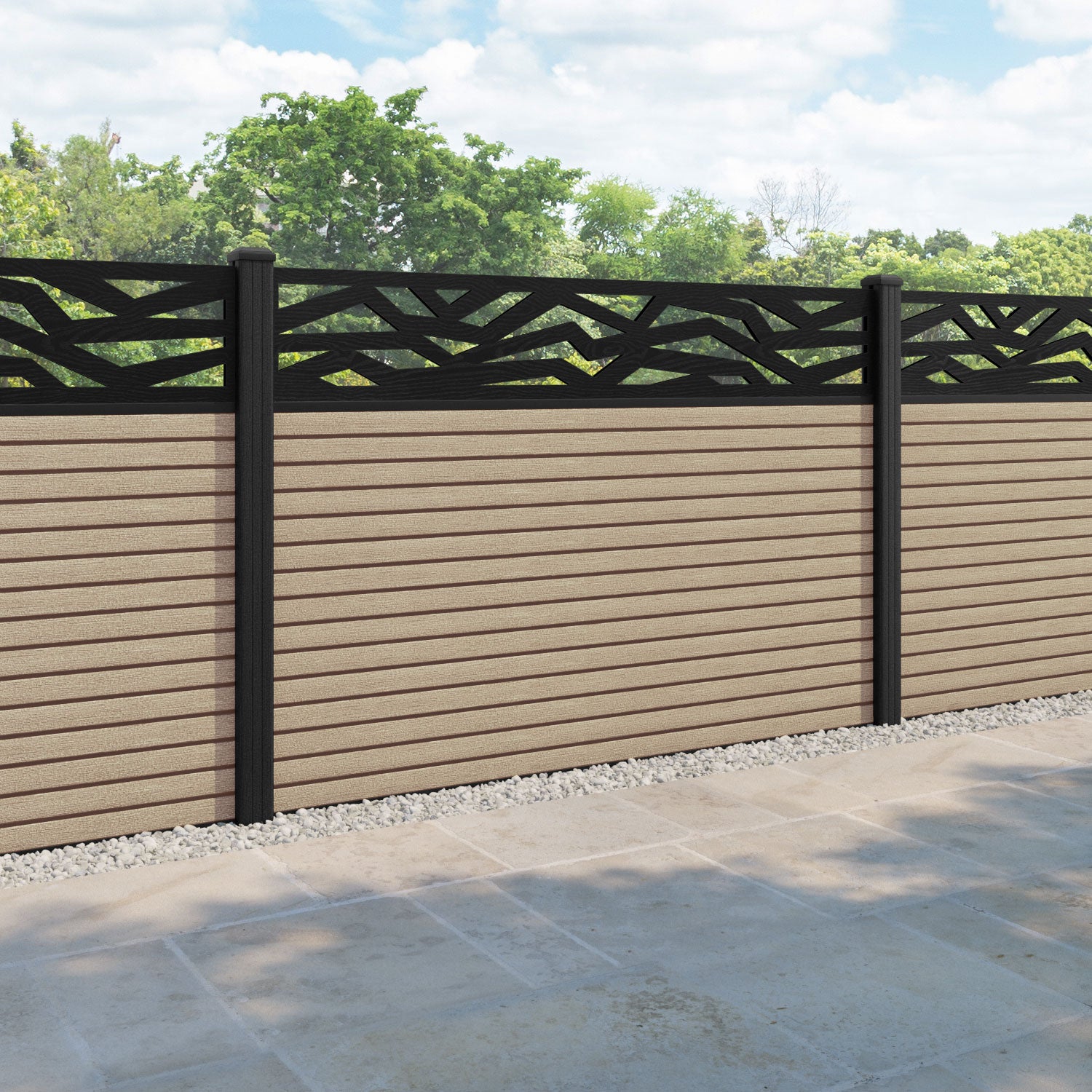 Hudson Zenith Fence Panel - Light Oak - with our composite posts