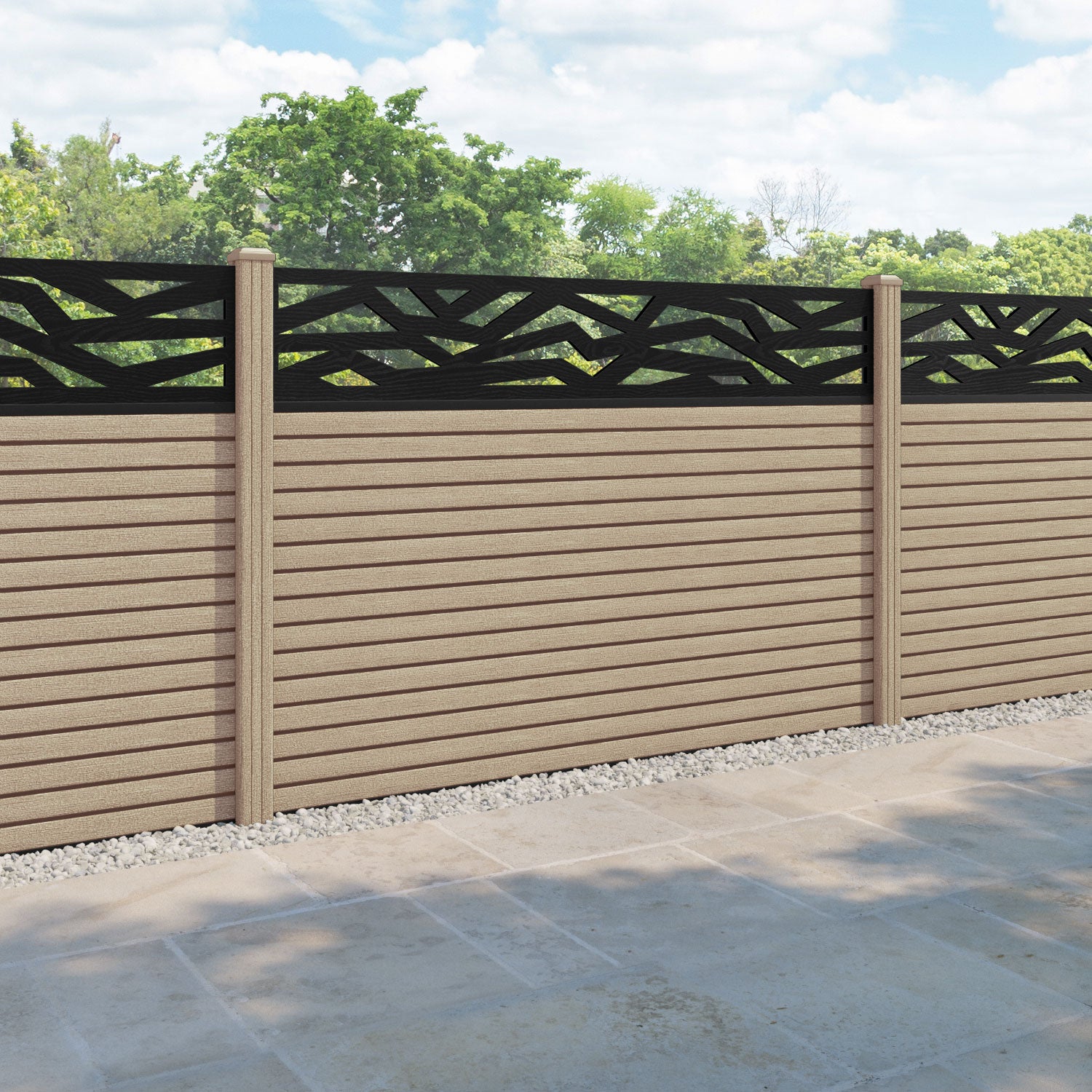 Hudson Zenith Fence Panel - Light Oak - with our composite posts