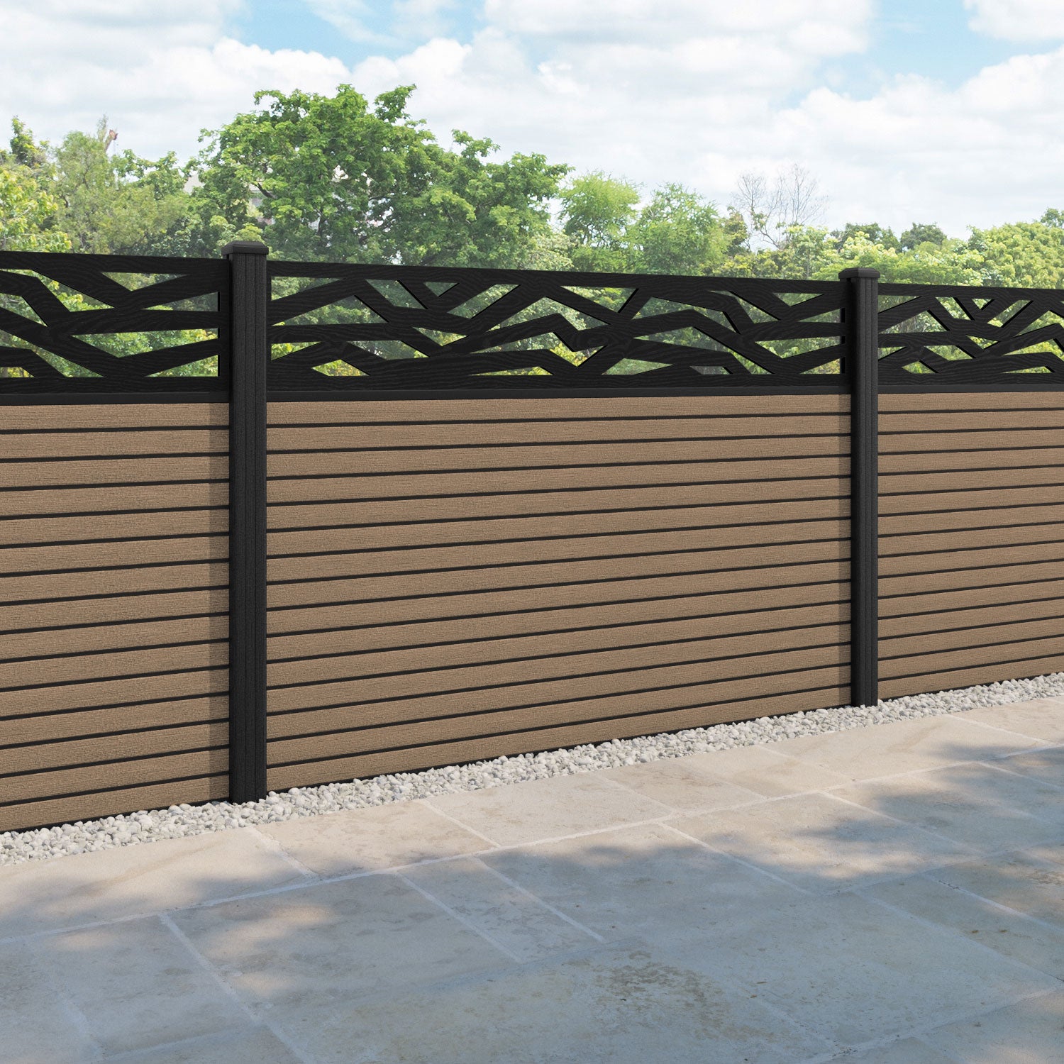 Hudson Zenith Fence Panel - Teak - with our composite posts