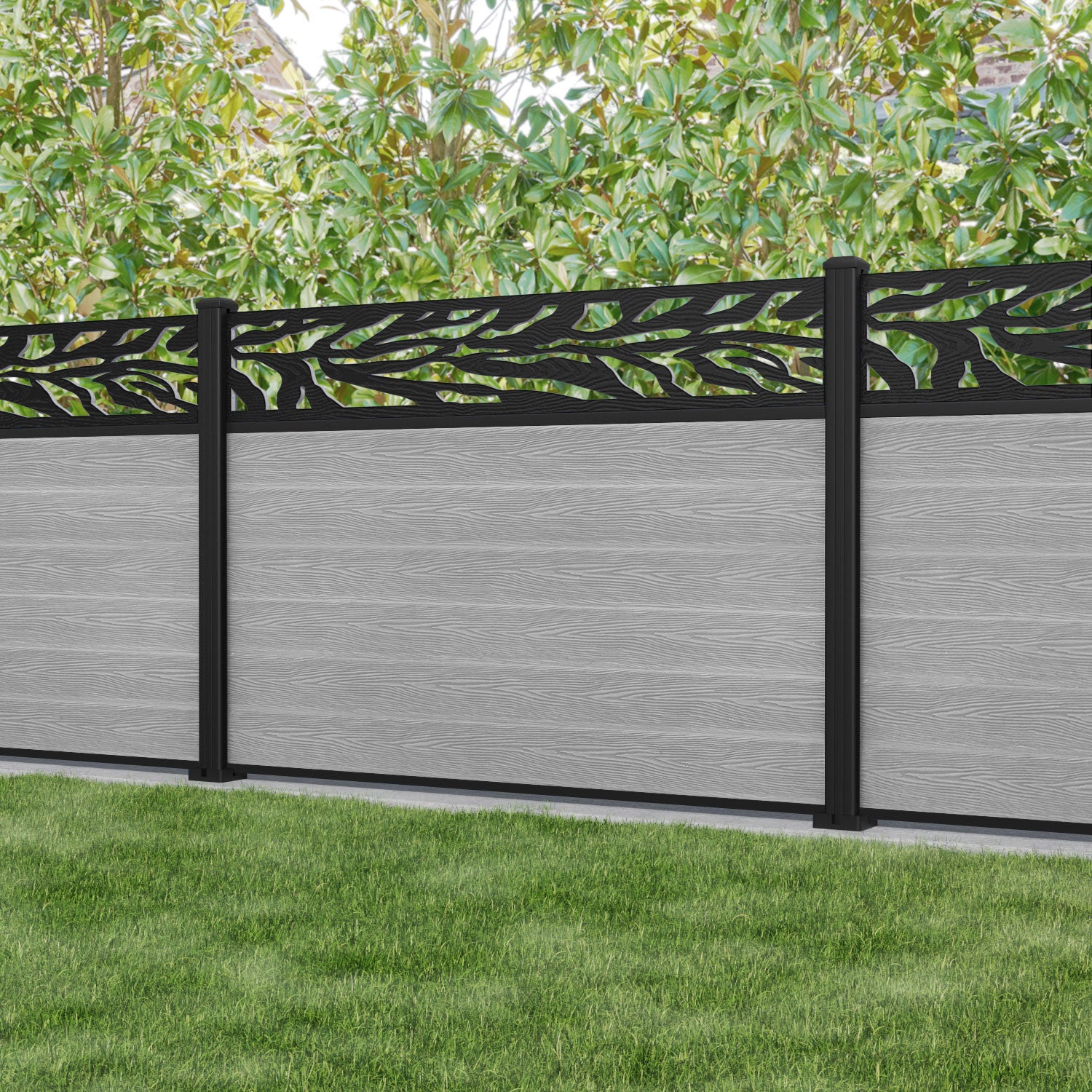 Classic Malawi Fence Panel - Light Grey - with our aluminium posts