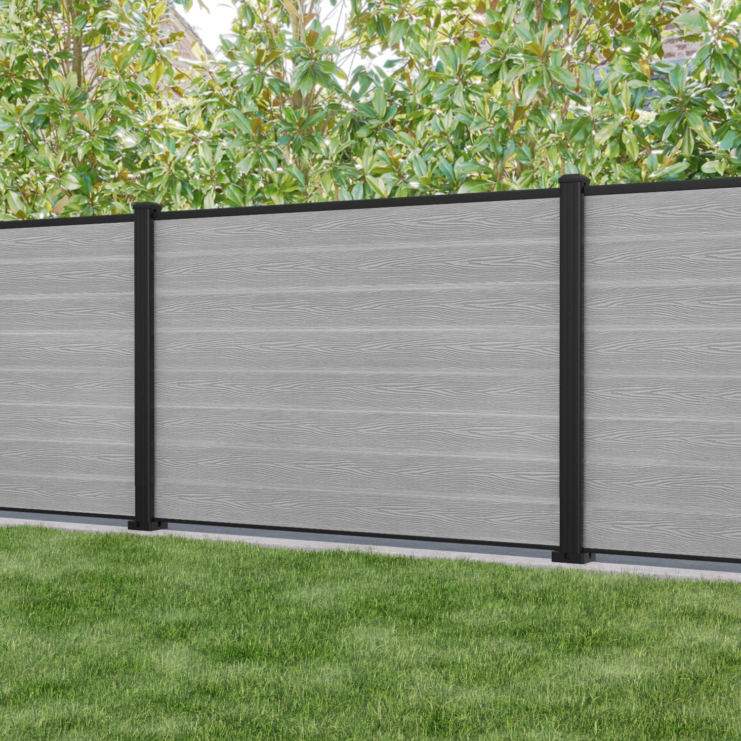 Classic Fence Panel - Light Grey - with our aluminium posts
