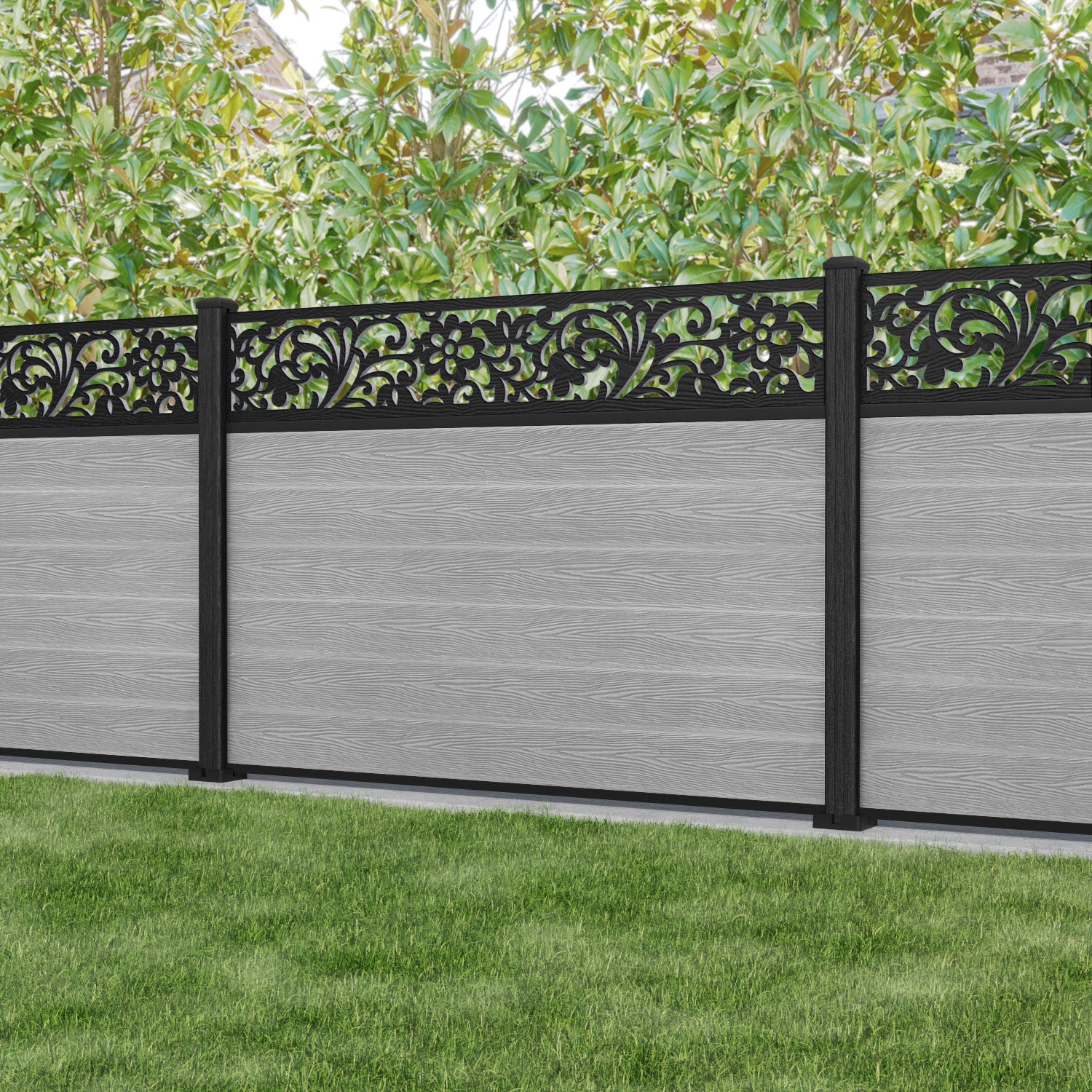 Classic Eden Fence Panel - Light Grey - with our composite posts