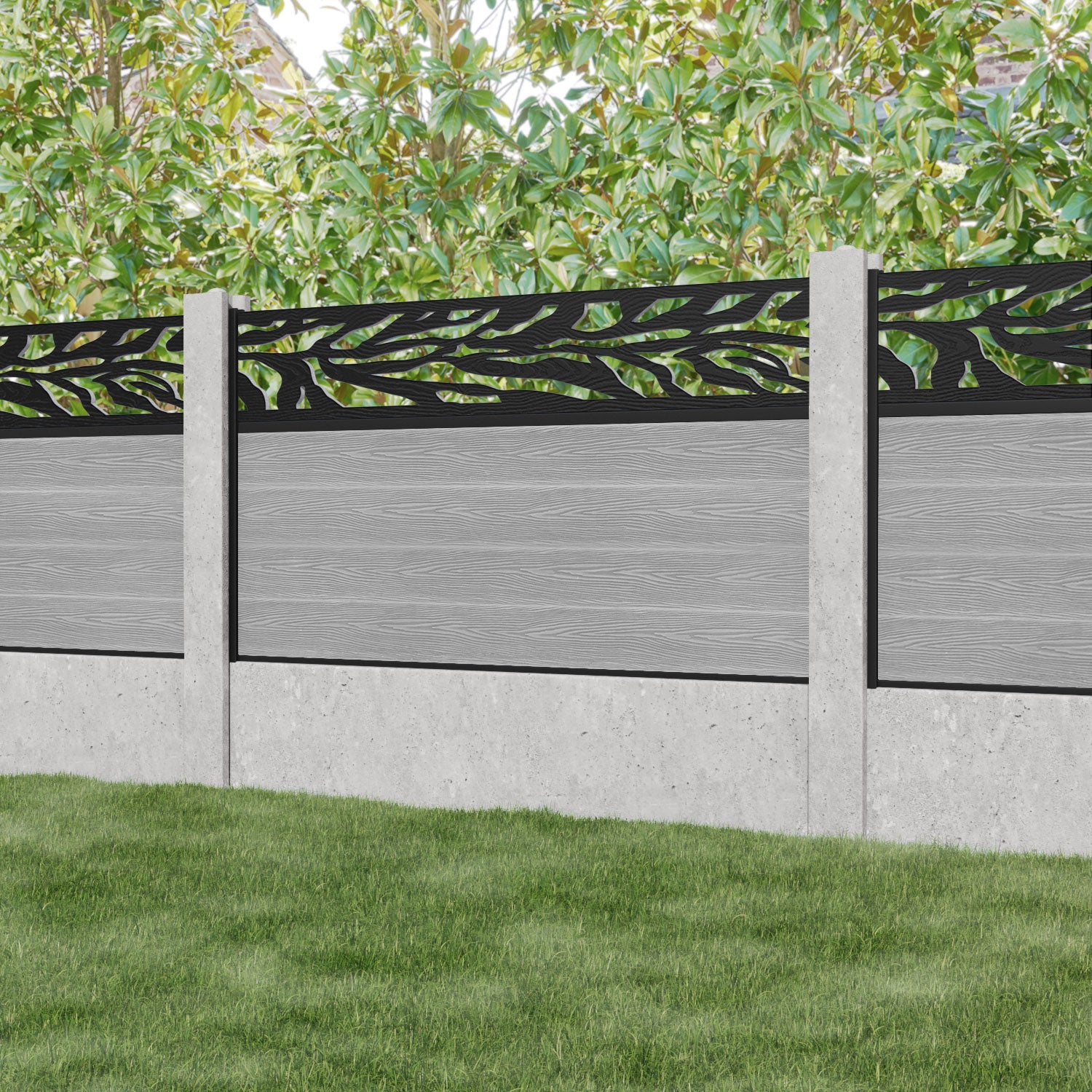 Classic Malawi Fence Panel - Light Grey - for existing concrete posts