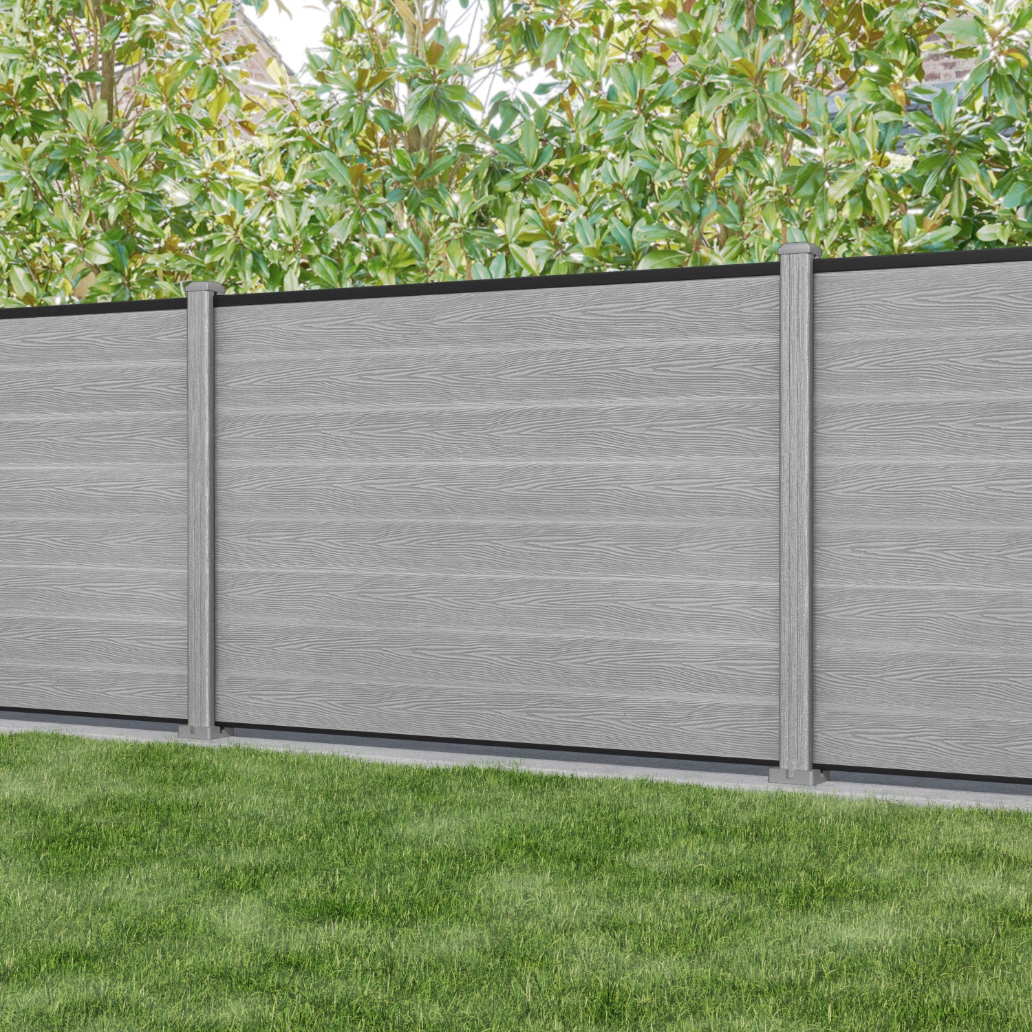 Classic Fence Panel - Light Grey - with our composite posts